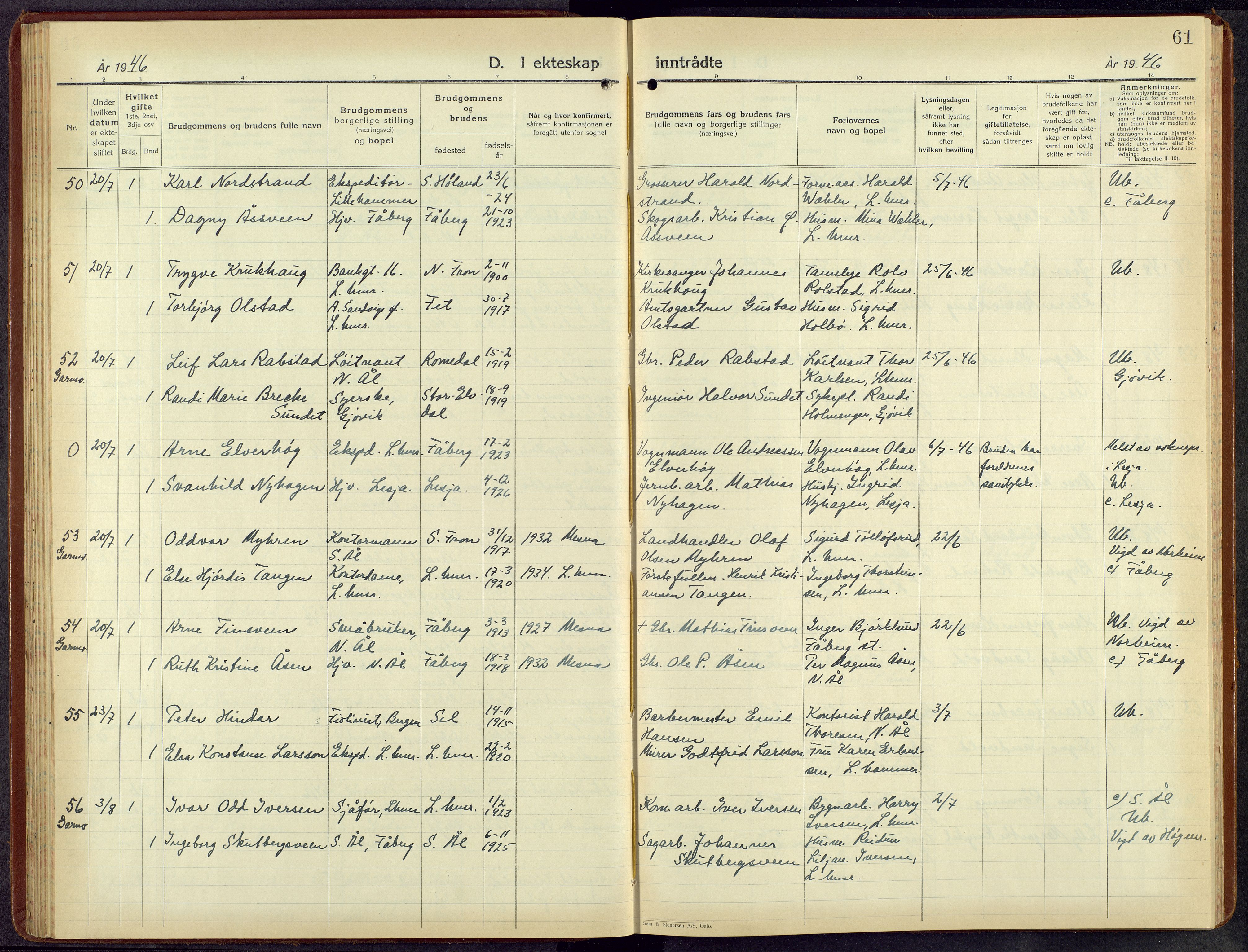 Lillehammer prestekontor, AV/SAH-PREST-088/H/Ha/Hab/L0004: Parish register (copy) no. 4, 1940-1955, p. 61