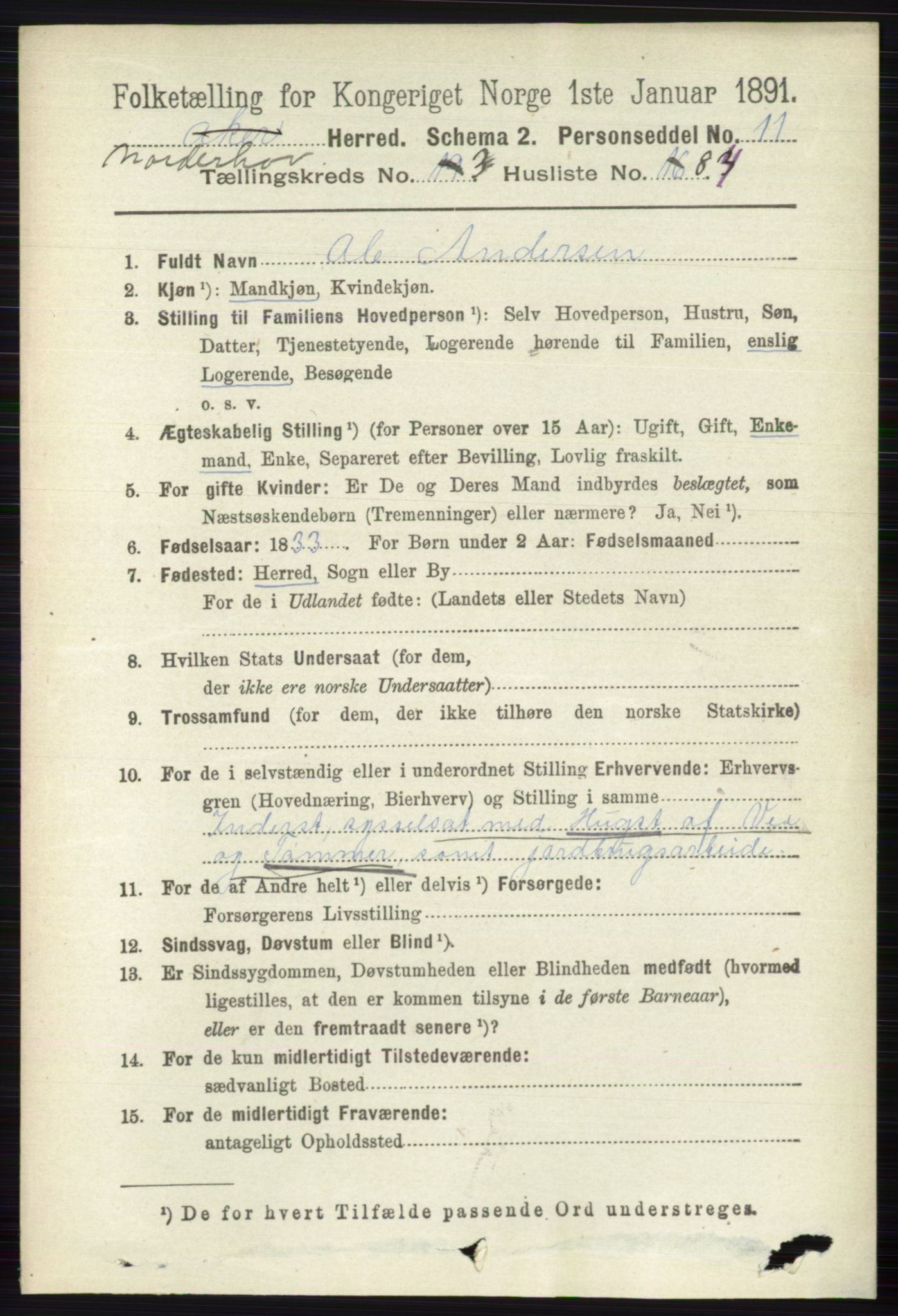 RA, 1891 census for 0613 Norderhov, 1891, p. 1681