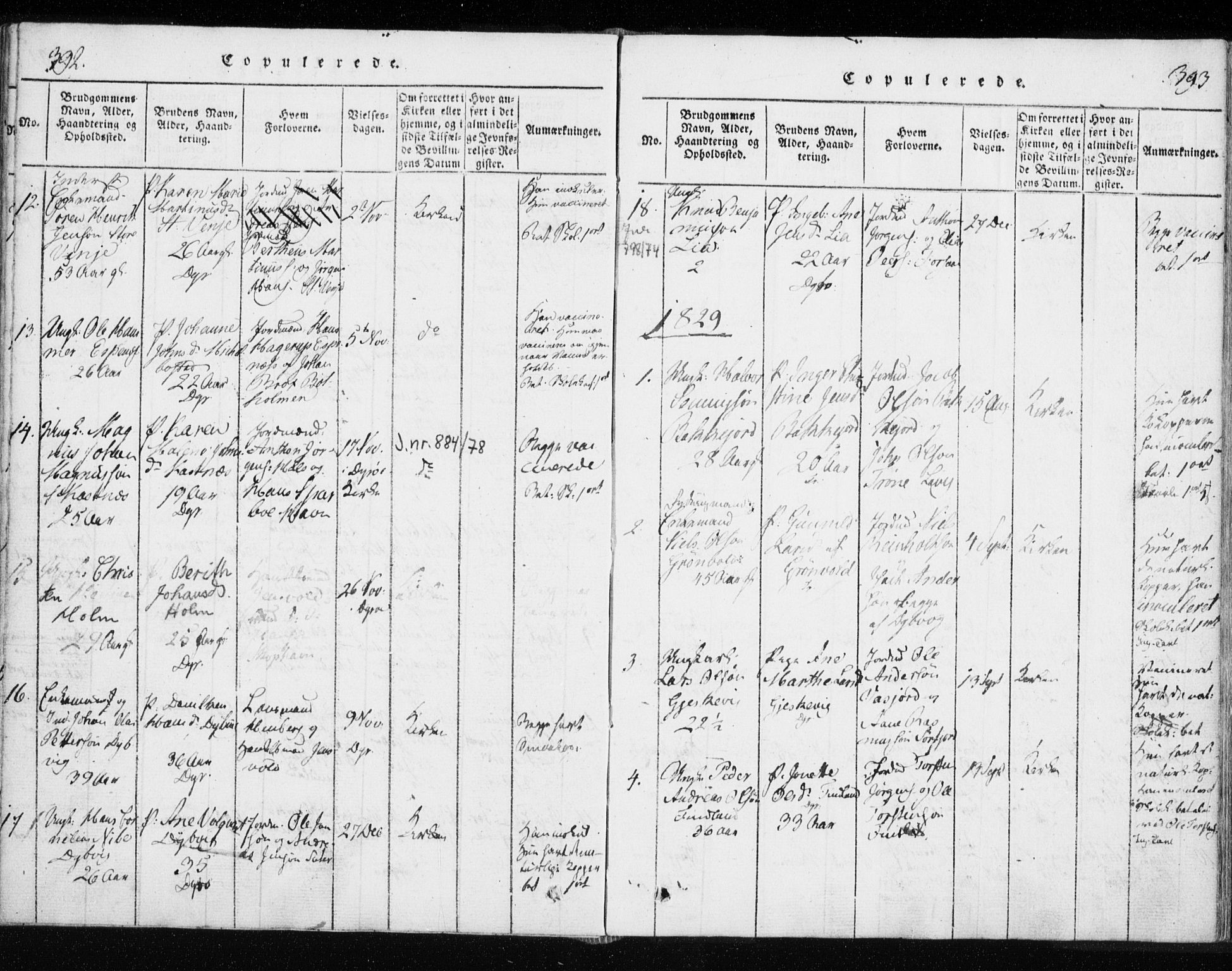 Tranøy sokneprestkontor, SATØ/S-1313/I/Ia/Iaa/L0004kirke: Parish register (official) no. 4, 1820-1829, p. 392-393