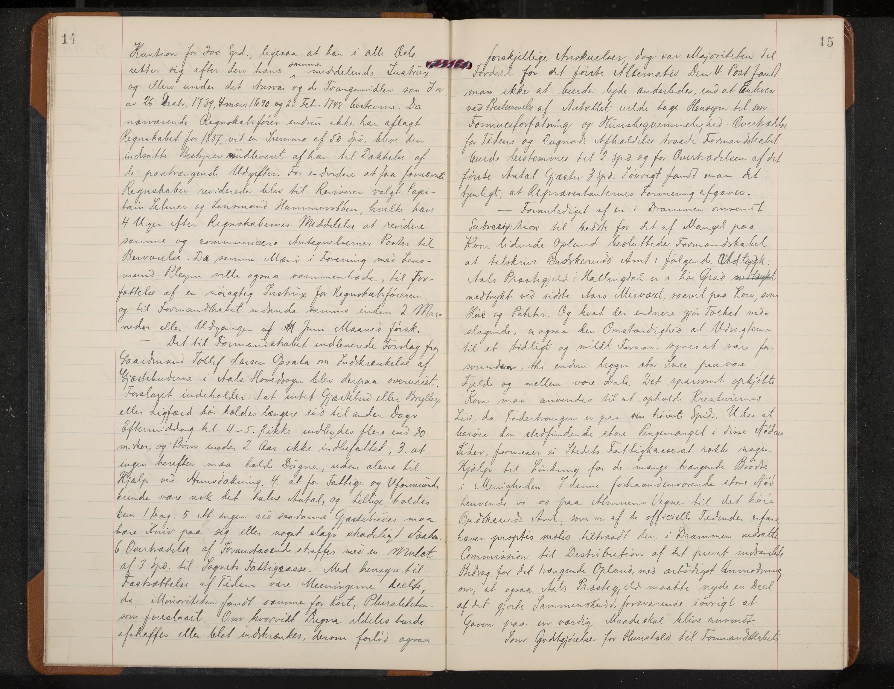 Ål formannskap og sentraladministrasjon, IKAK/0619021/A/Aa/L0001: Utskrift av møtebok, 1838-1845, p. 14-15