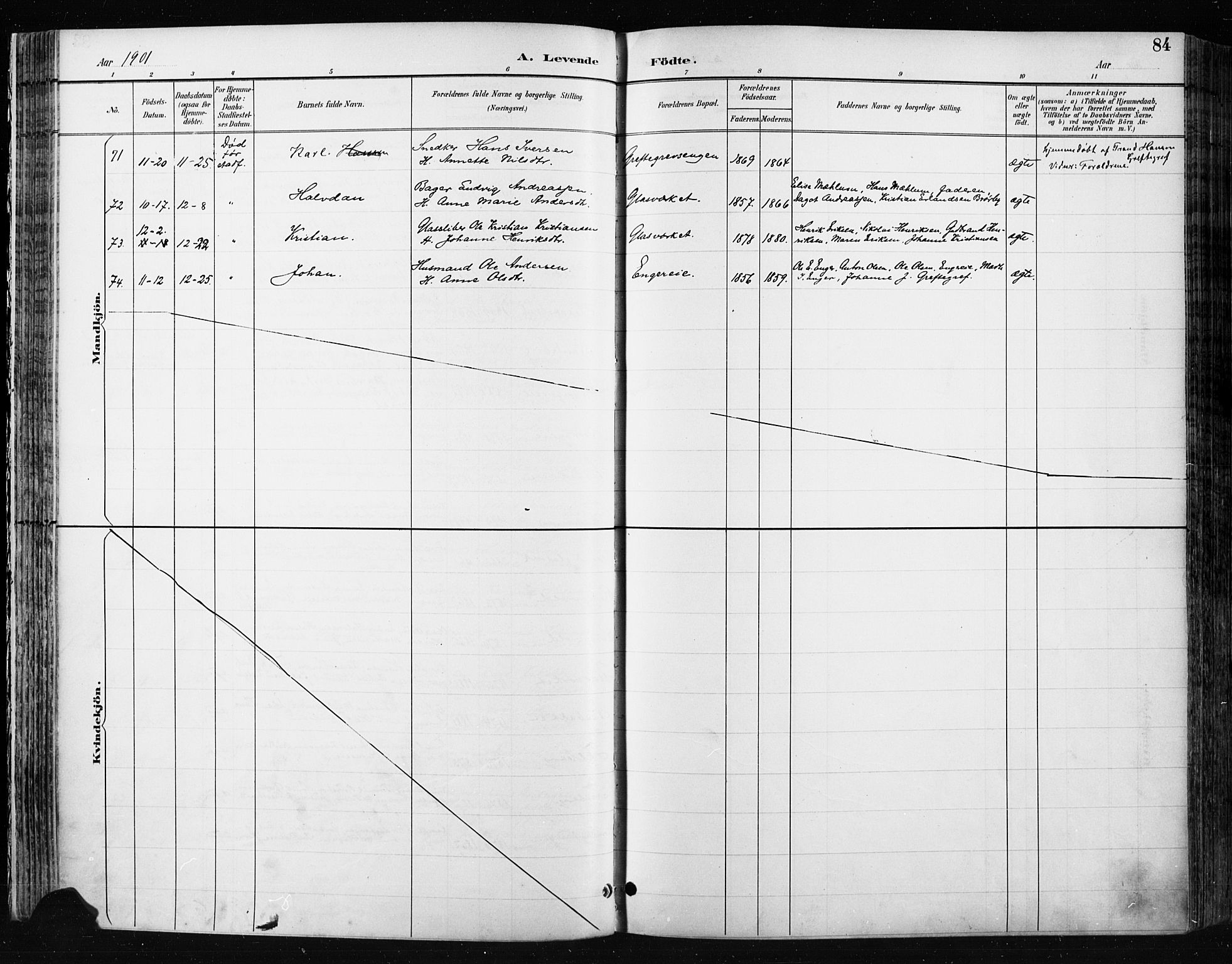 Jevnaker prestekontor, SAH/PREST-116/H/Ha/Haa/L0009: Parish register (official) no. 9, 1891-1901, p. 84