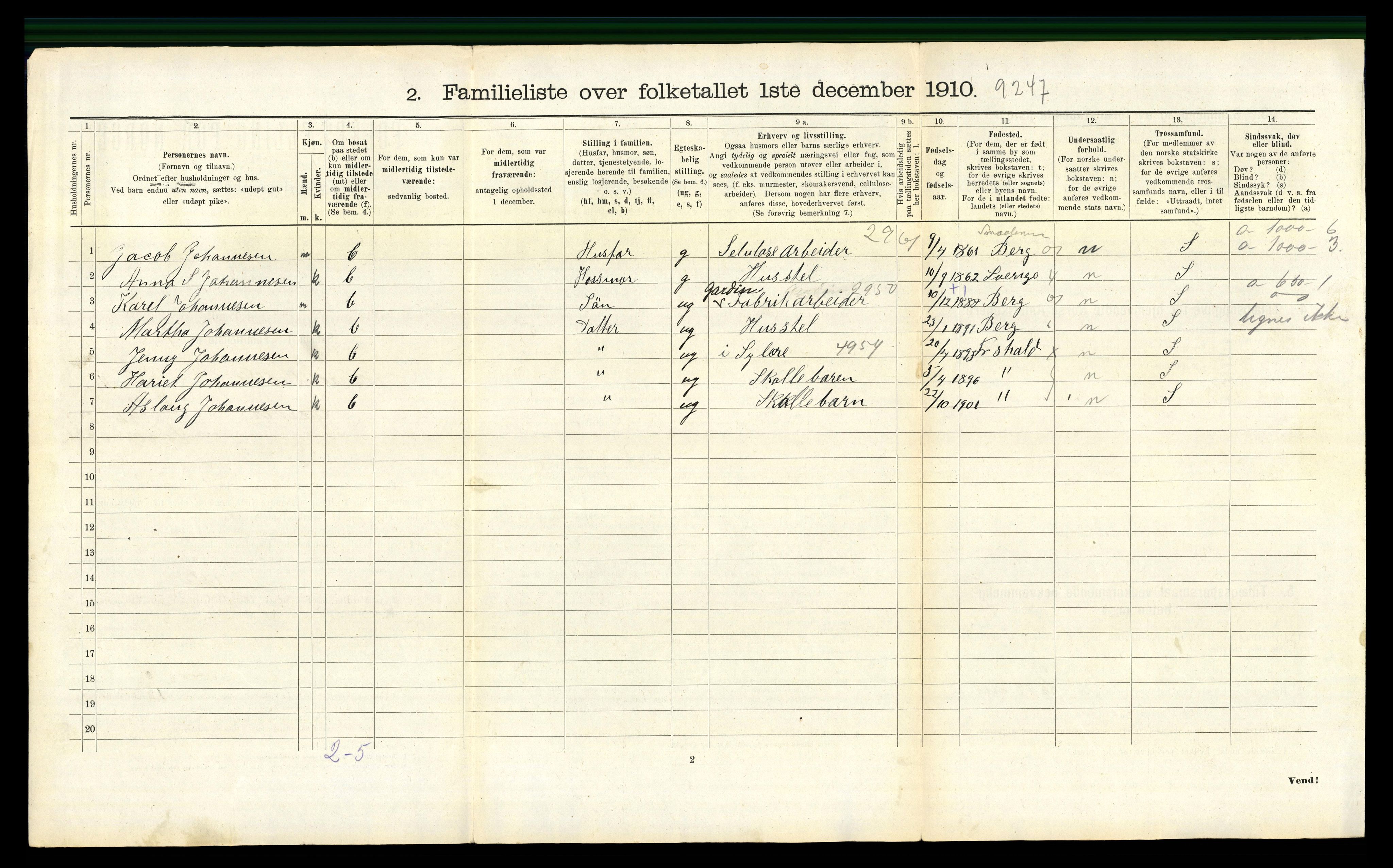 RA, 1910 census for Fredrikshald, 1910, p. 5803