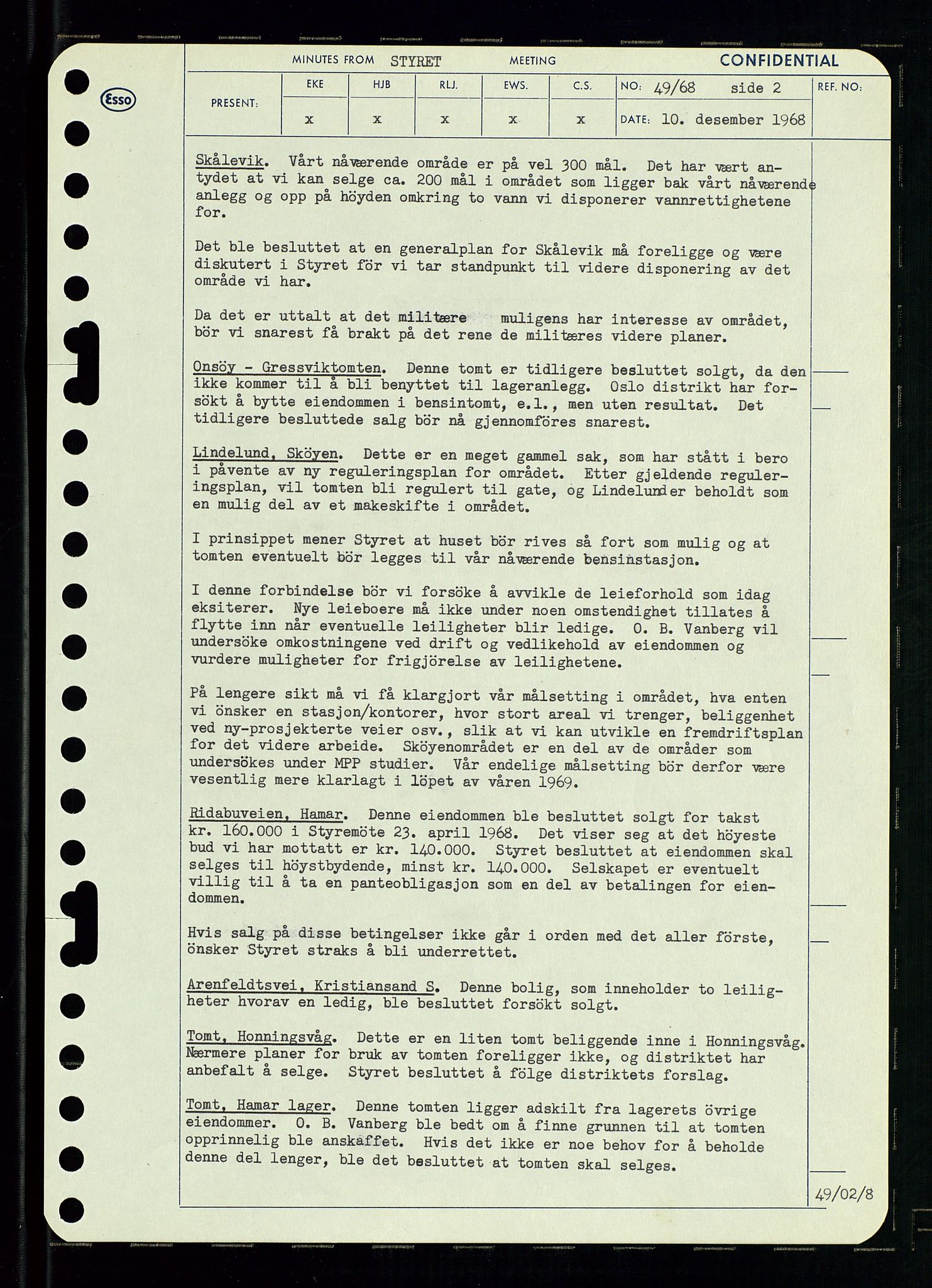 Pa 0982 - Esso Norge A/S, AV/SAST-A-100448/A/Aa/L0002/0004: Den administrerende direksjon Board minutes (styrereferater) / Den administrerende direksjon Board minutes (styrereferater), 1968, p. 73