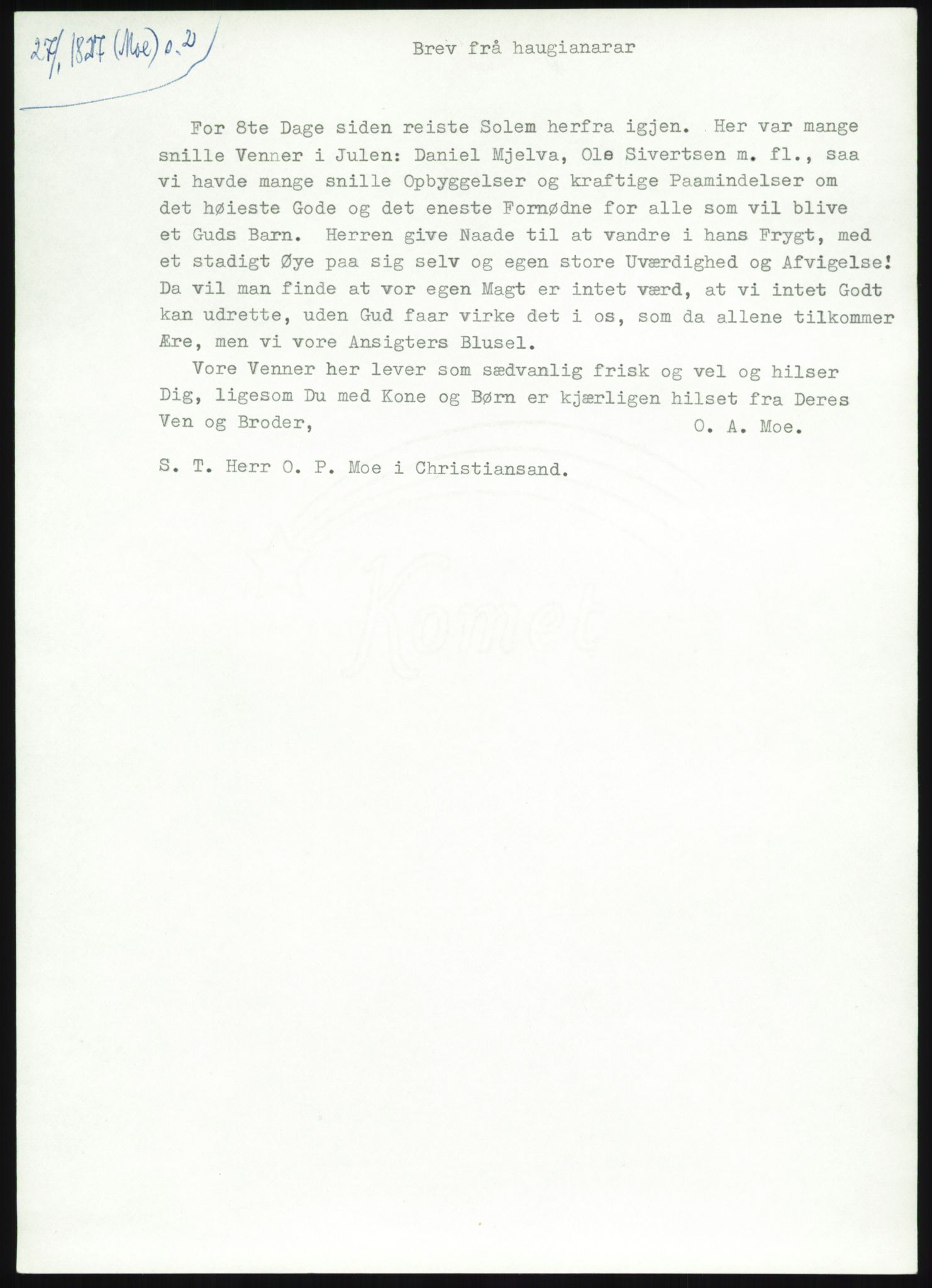 Samlinger til kildeutgivelse, Haugianerbrev, AV/RA-EA-6834/F/L0004: Haugianerbrev IV: 1827-1842, 1827-1842