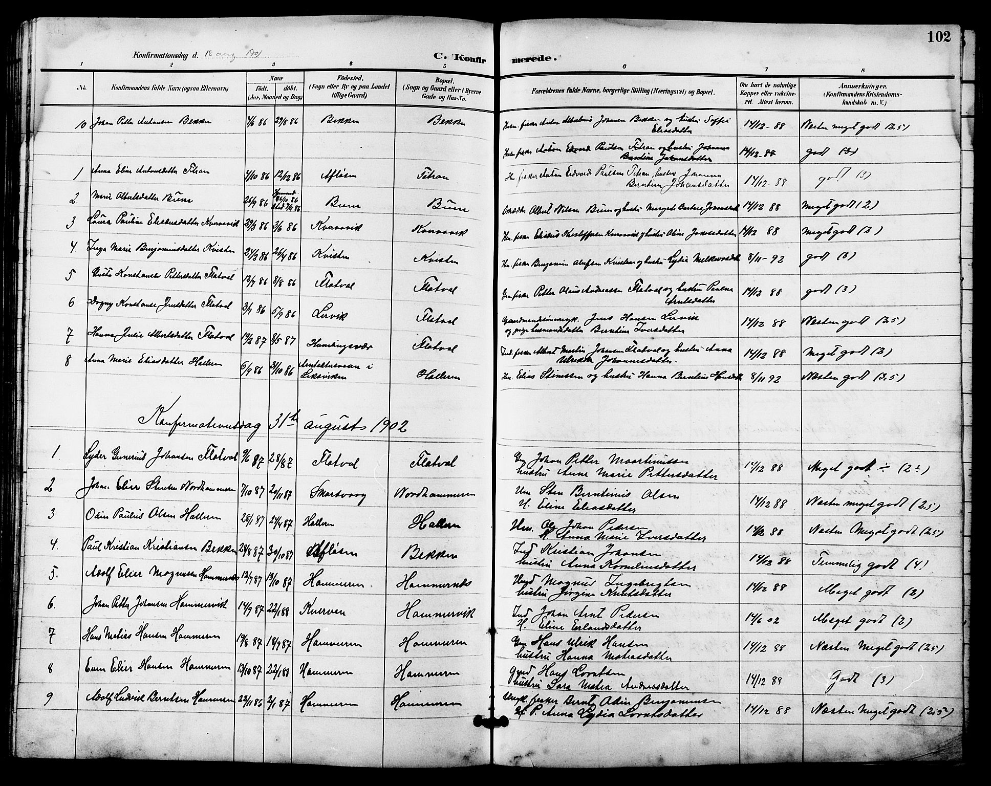 Ministerialprotokoller, klokkerbøker og fødselsregistre - Sør-Trøndelag, SAT/A-1456/641/L0598: Parish register (copy) no. 641C02, 1893-1910, p. 102