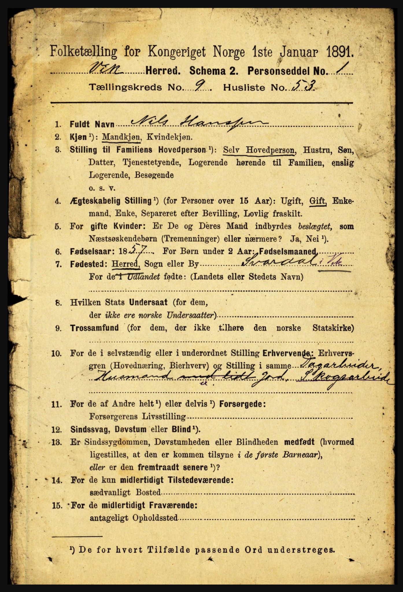 RA, 1891 census for 1417 Vik, 1891, p. 4300