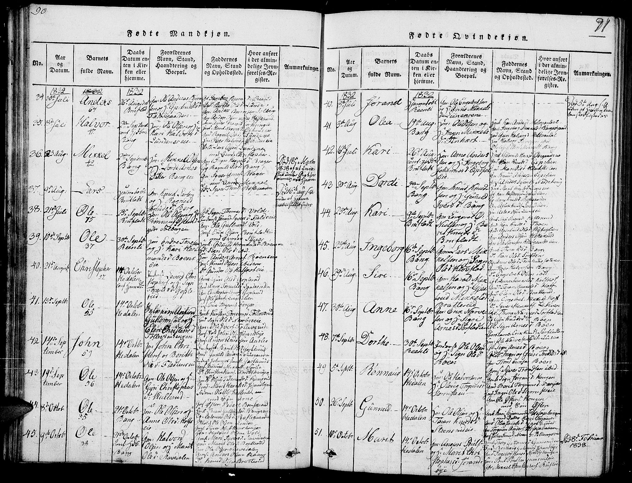 Sør-Aurdal prestekontor, SAH/PREST-128/H/Ha/Hab/L0002: Parish register (copy) no. 2, 1826-1840, p. 90-91