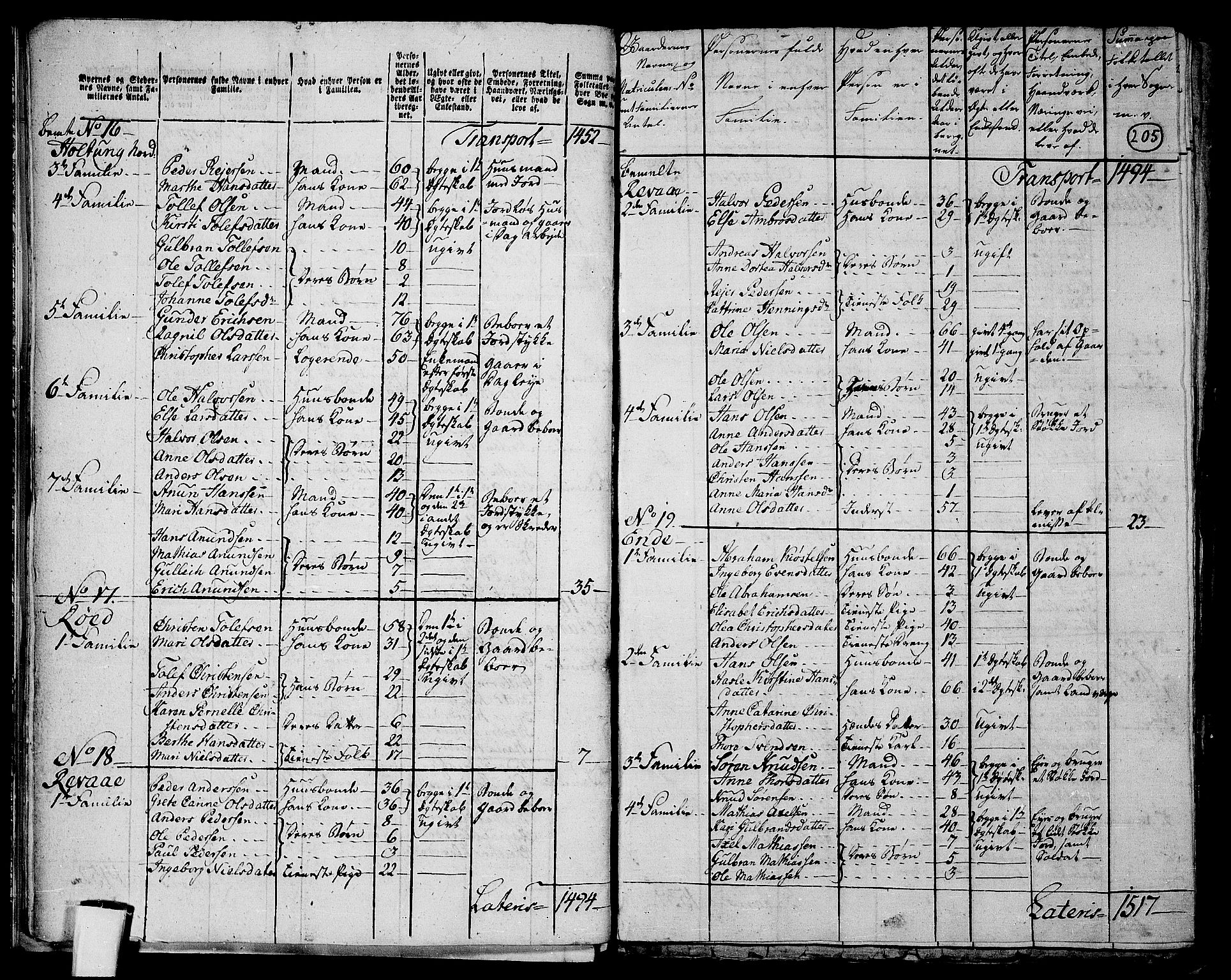 RA, 1801 census for 0718P Ramnes, 1801, p. 204b-205a