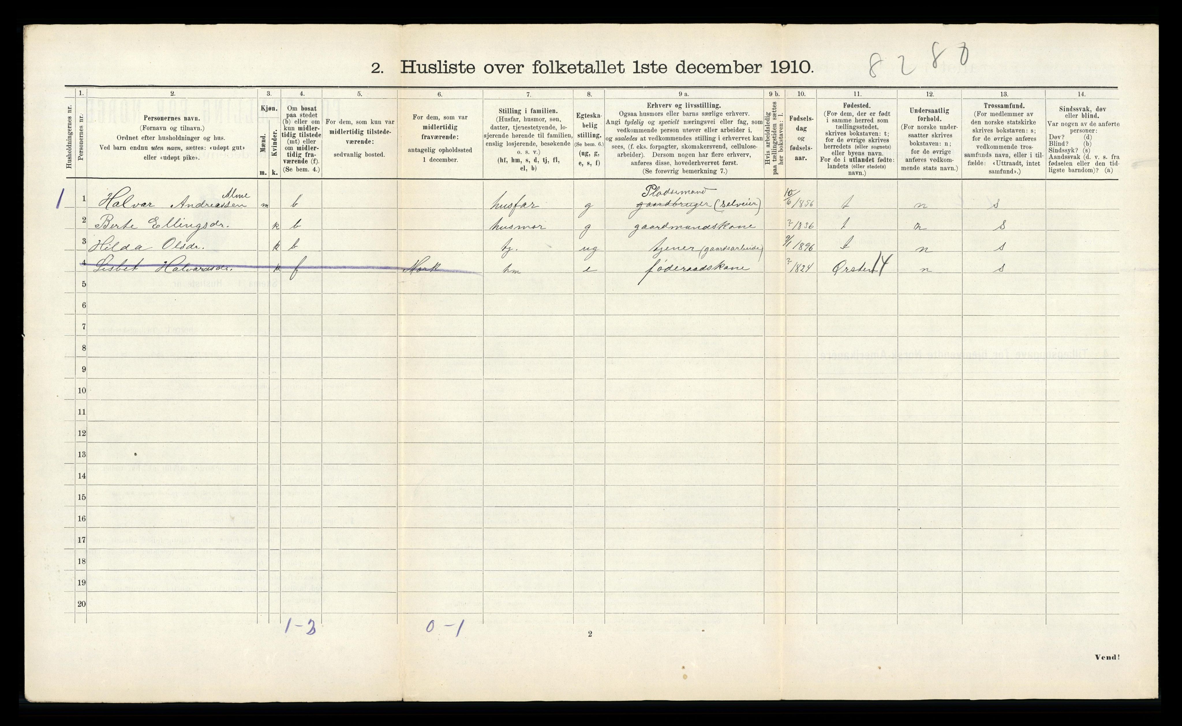 RA, 1910 census for Ulstein, 1910, p. 1153