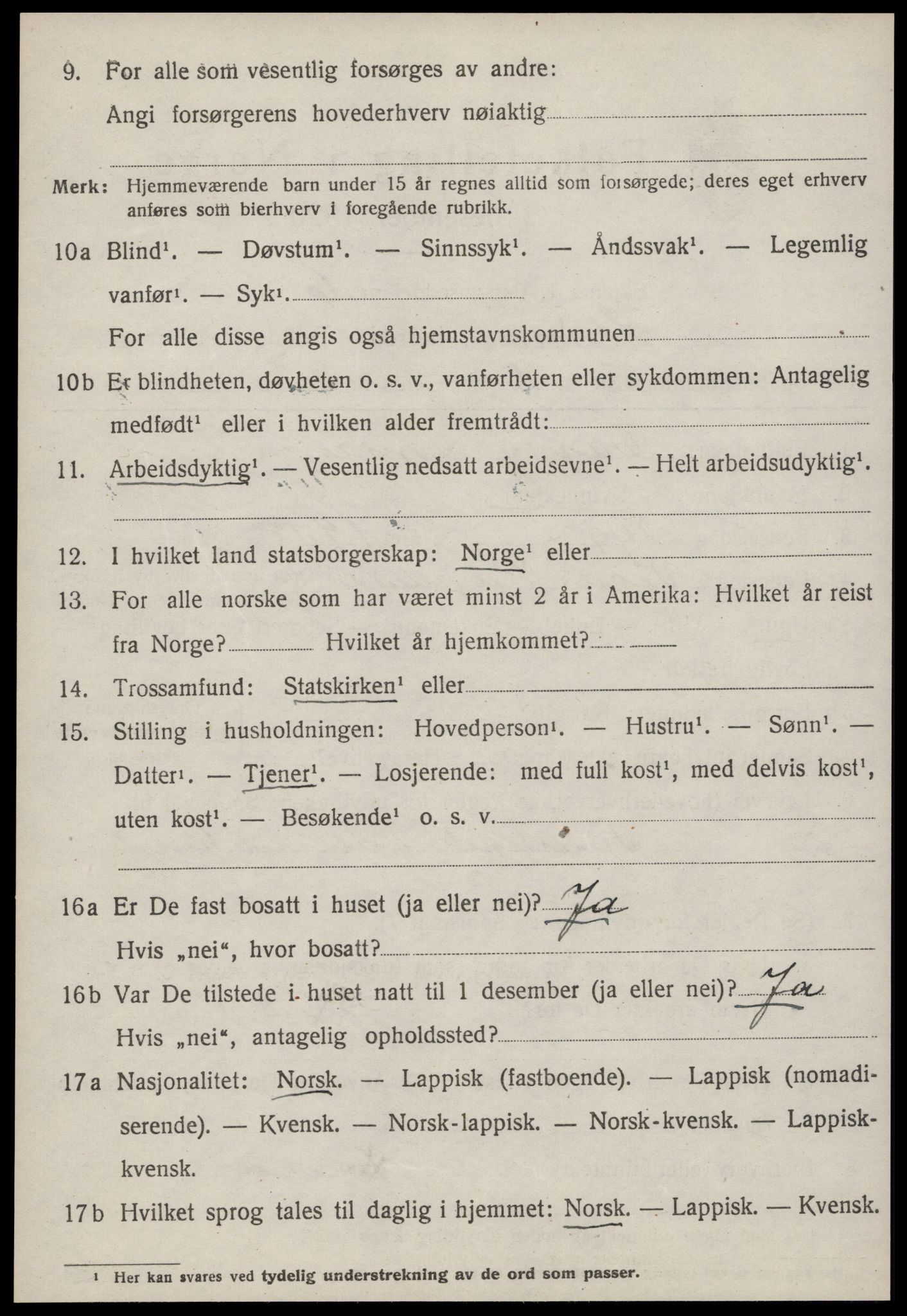 SAT, 1920 census for Strinda, 1920, p. 14485