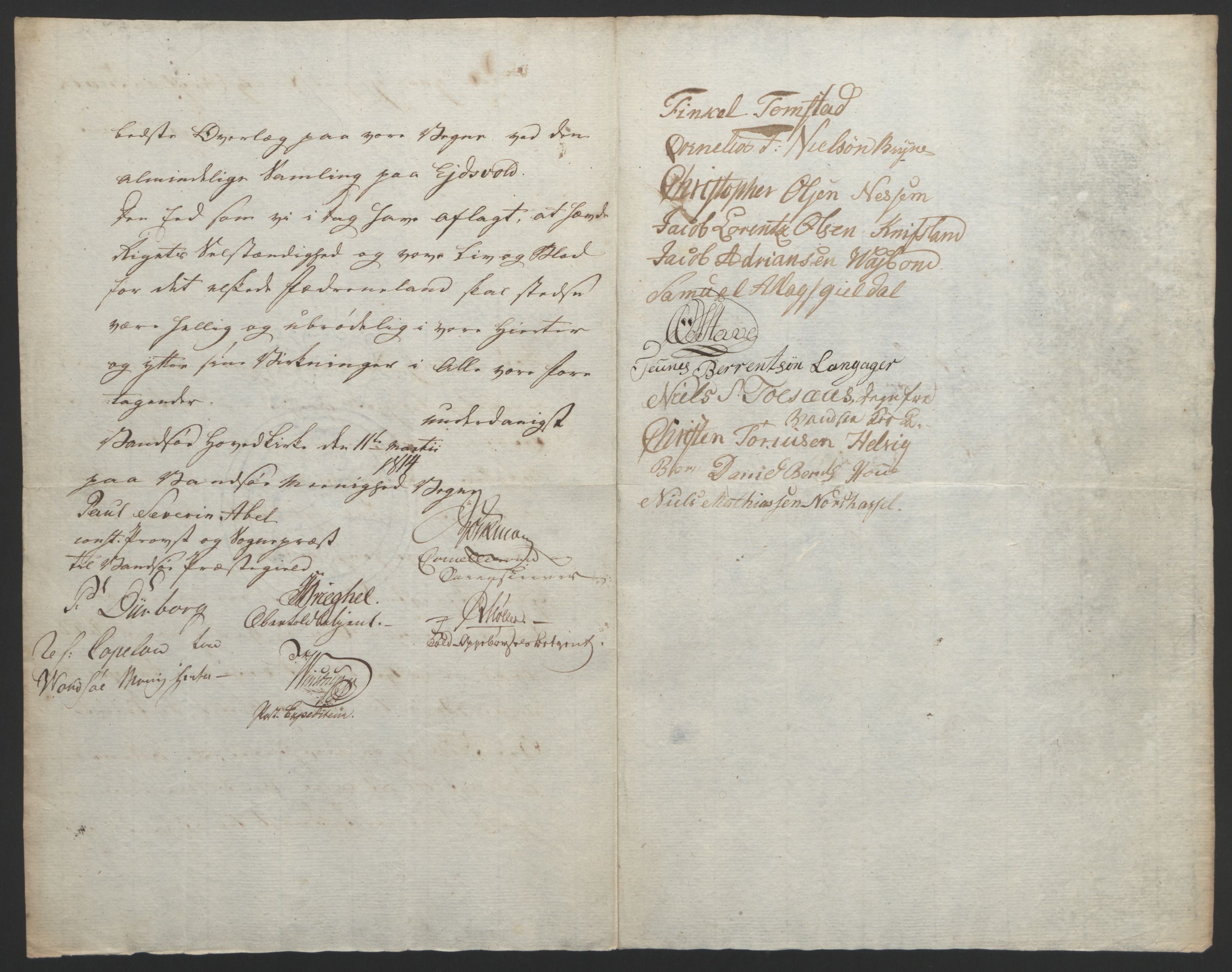 Statsrådssekretariatet, RA/S-1001/D/Db/L0008: Fullmakter for Eidsvollsrepresentantene i 1814. , 1814, p. 184