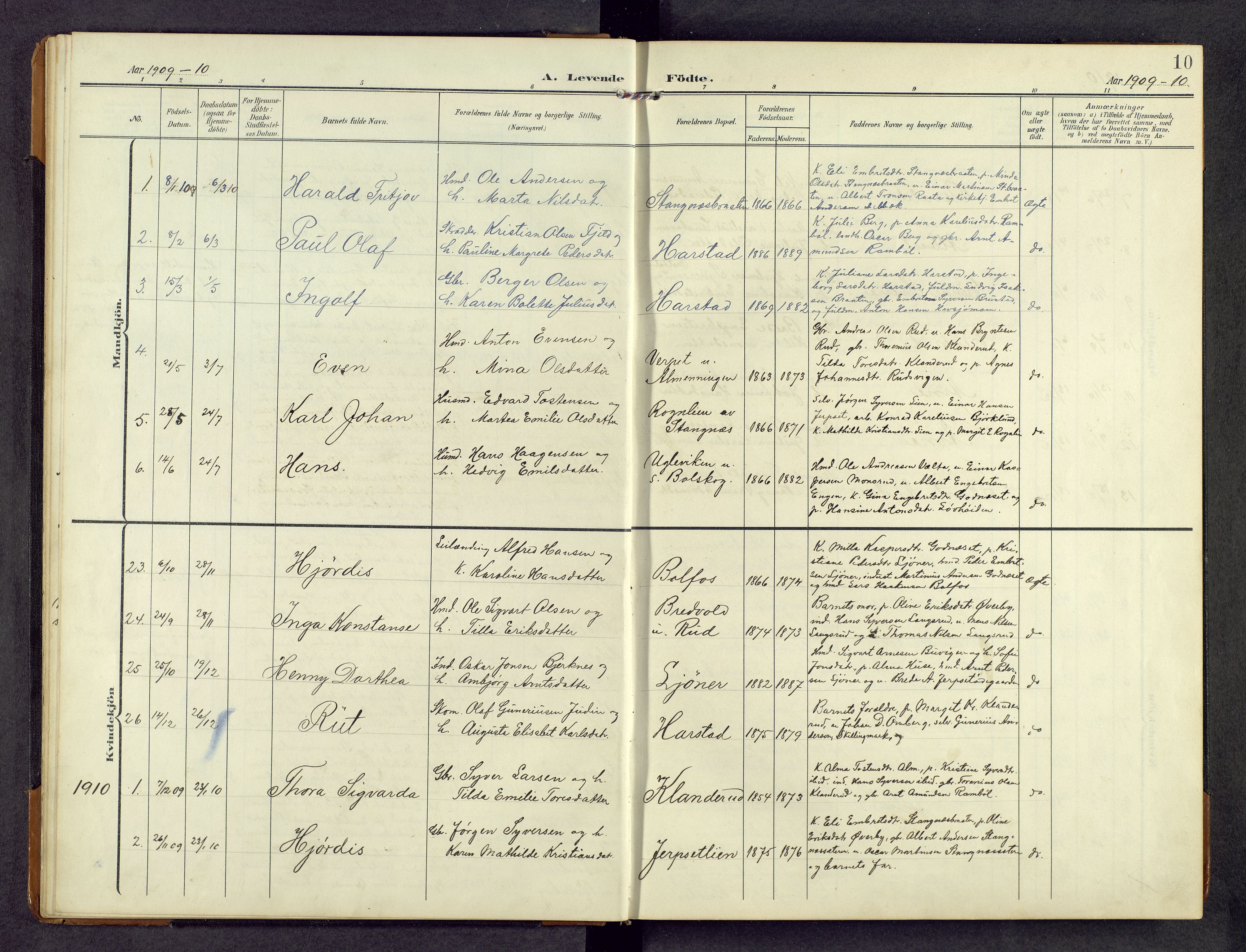 Eidskog prestekontor, AV/SAH-PREST-026/H/Ha/Hab/L0004: Parish register (copy) no. 4, 1907-1964, p. 10