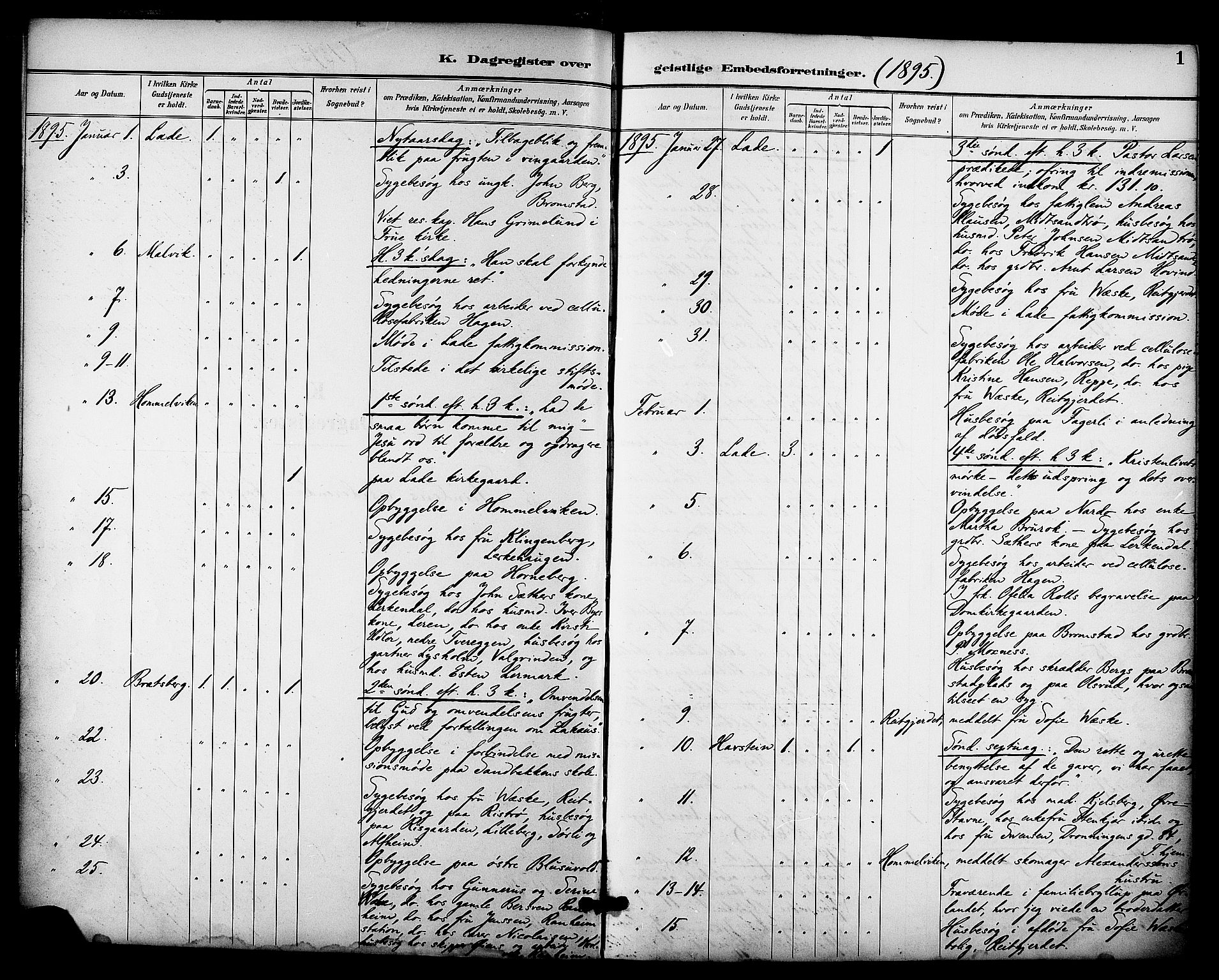 Ministerialprotokoller, klokkerbøker og fødselsregistre - Sør-Trøndelag, SAT/A-1456/606/L0304: Curate's parish register no. 606B03, 1895-1917, p. 1