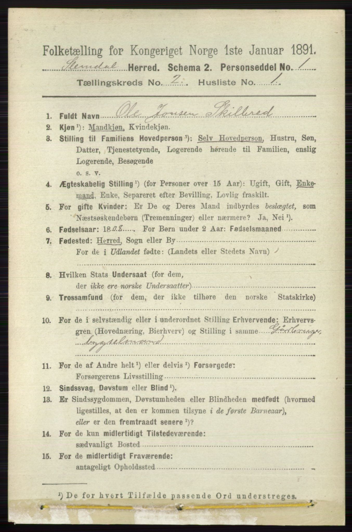 RA, 1891 census for 0811 Slemdal, 1891, p. 367