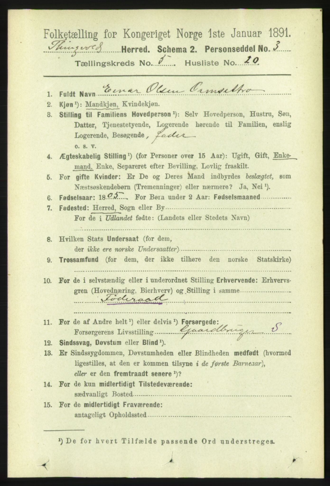 RA, 1891 census for 1560 Tingvoll, 1891, p. 2181