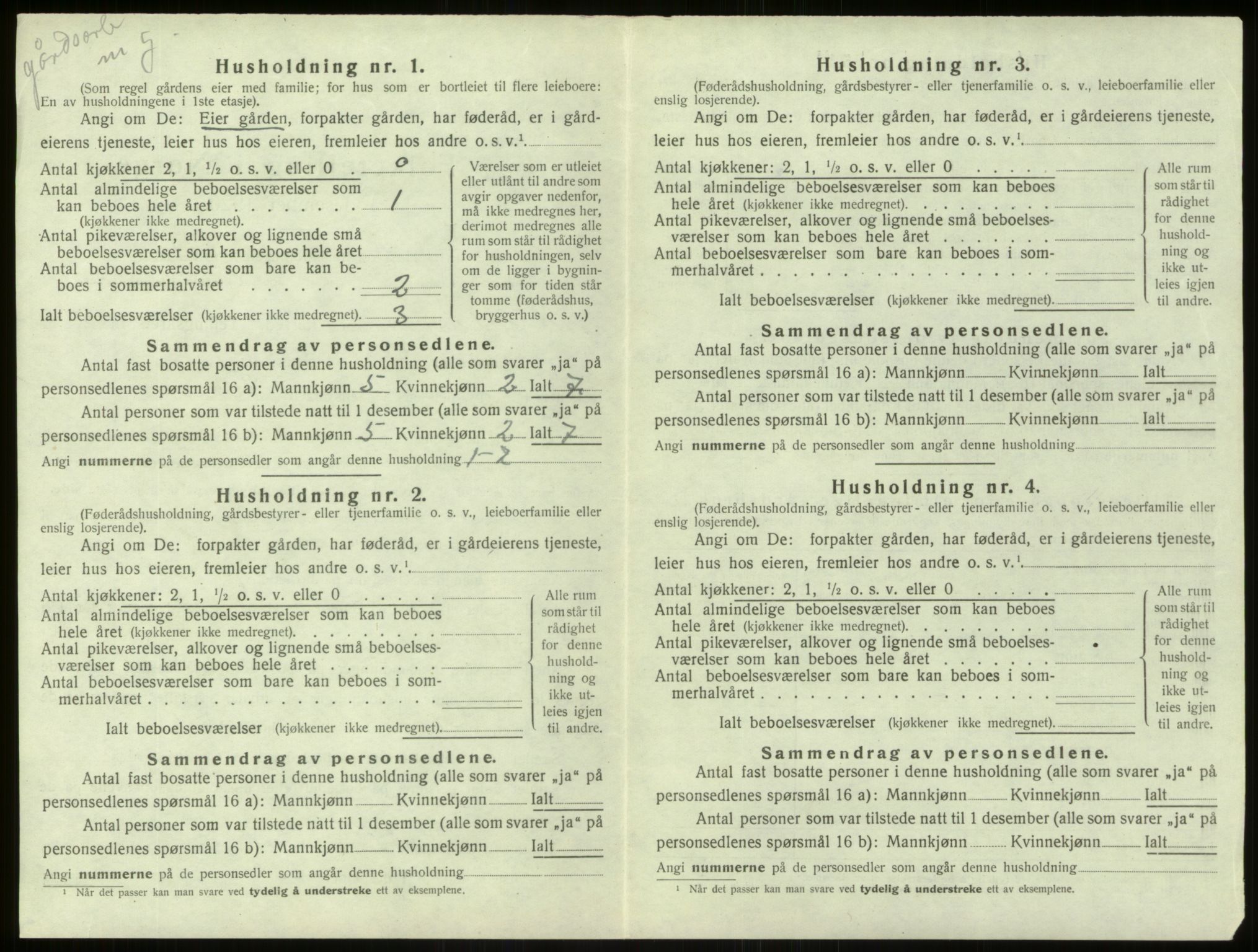 SAB, 1920 census for Aurland, 1920, p. 524