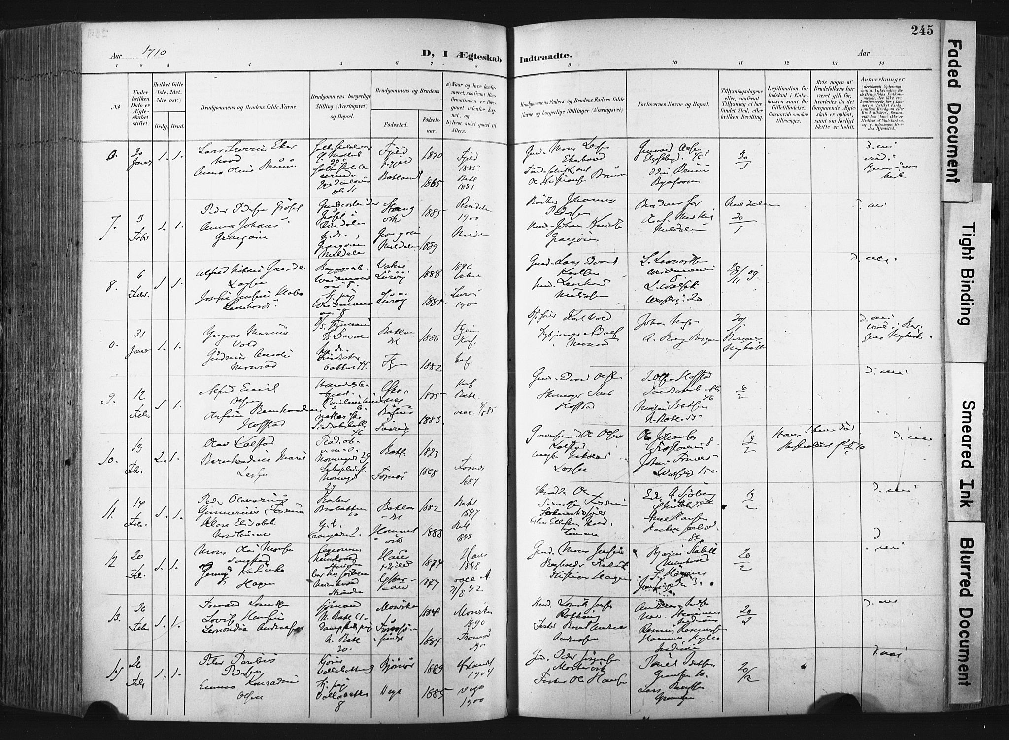 Ministerialprotokoller, klokkerbøker og fødselsregistre - Sør-Trøndelag, SAT/A-1456/604/L0201: Parish register (official) no. 604A21, 1901-1911, p. 245