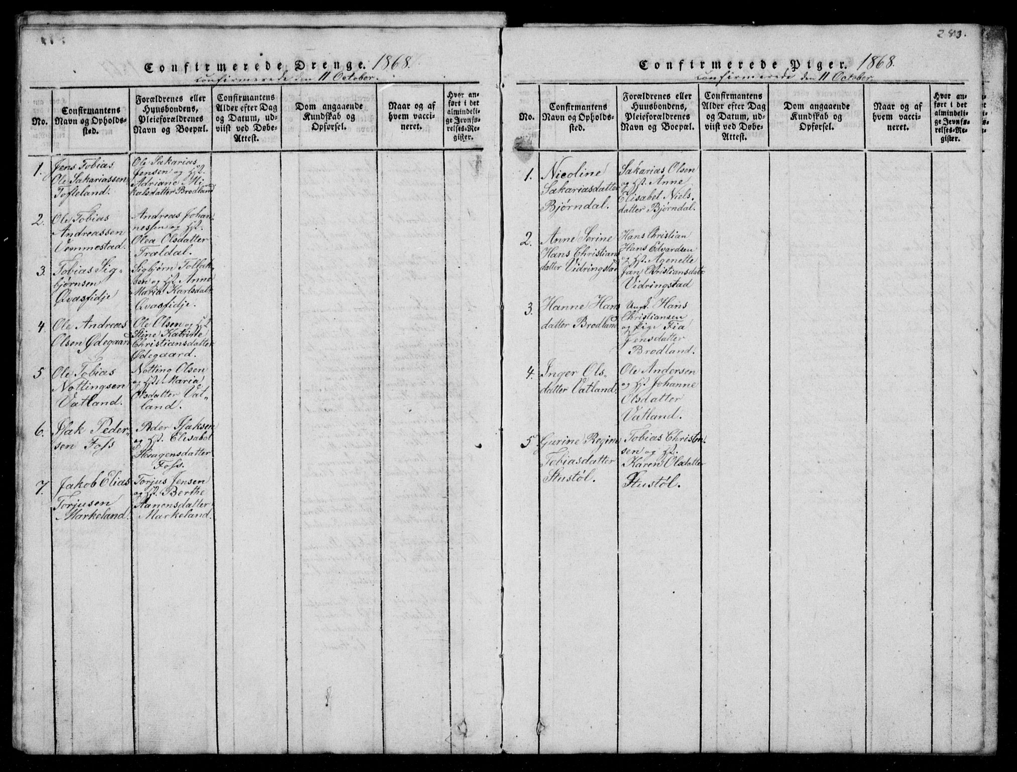 Lyngdal sokneprestkontor, SAK/1111-0029/F/Fb/Fbb/L0001: Parish register (copy) no. B 1, 1816-1900, p. 283