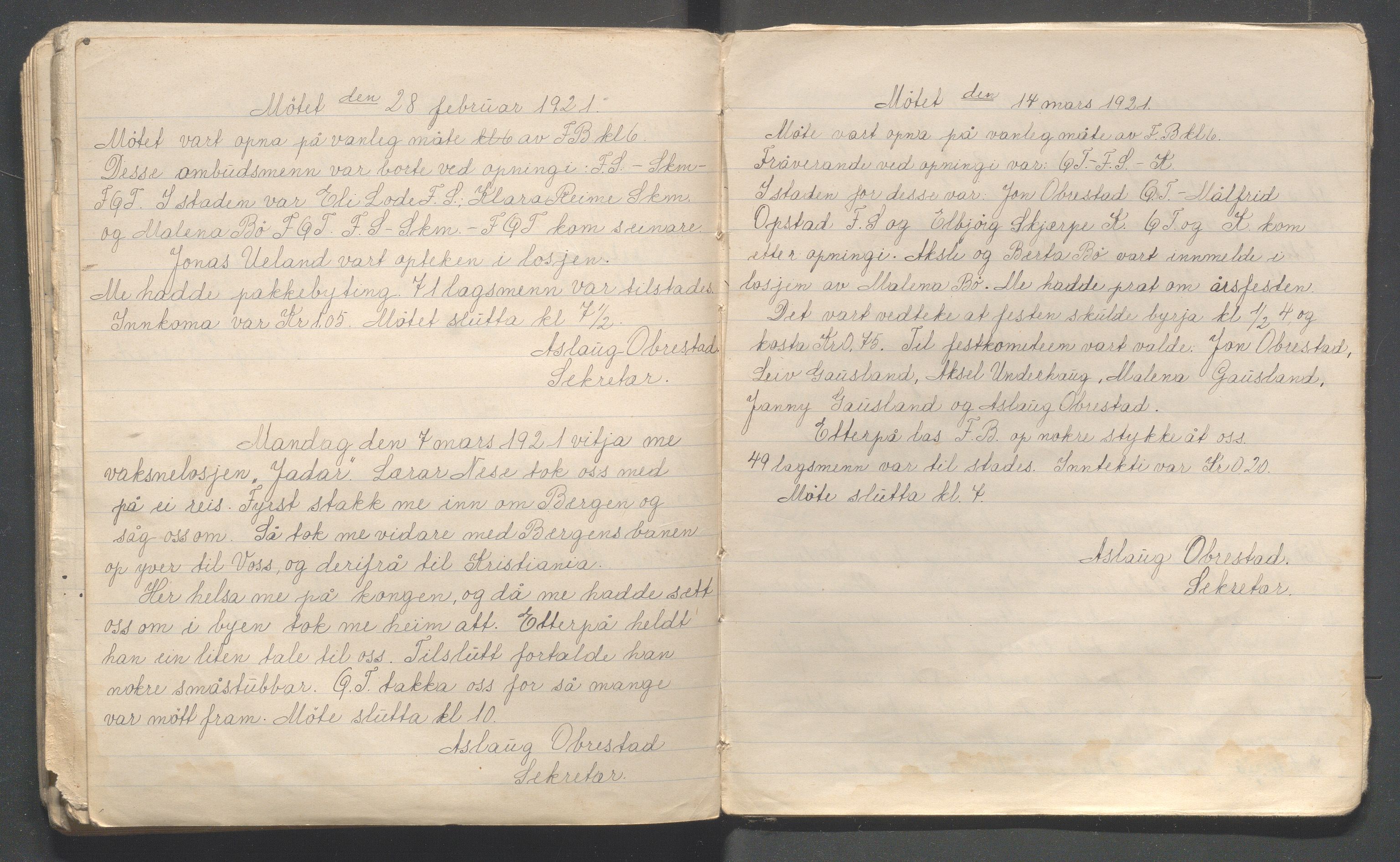 Hå kommune - PA 013 Barnelosje "Jadars Framtid" nr. 209, IKAR/K-102220/A/L0001: Møtebok, 1917-1921, p. 57