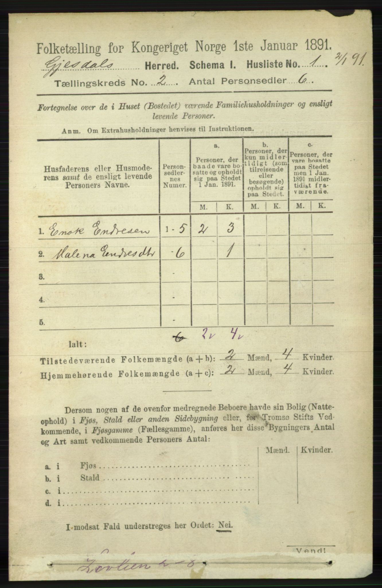 RA, 1891 census for 1122 Gjesdal, 1891, p. 344