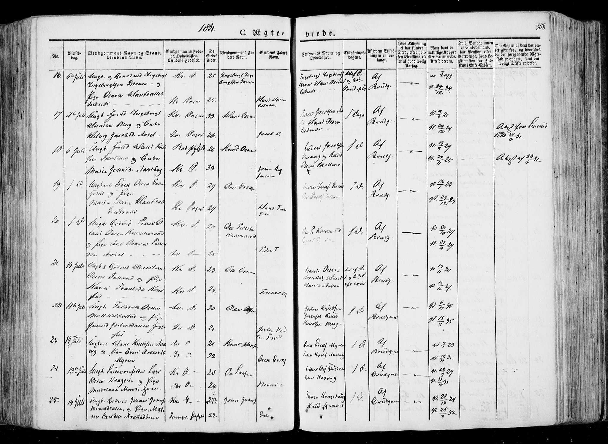 Ministerialprotokoller, klokkerbøker og fødselsregistre - Møre og Romsdal, AV/SAT-A-1454/568/L0803: Parish register (official) no. 568A10, 1830-1853, p. 308