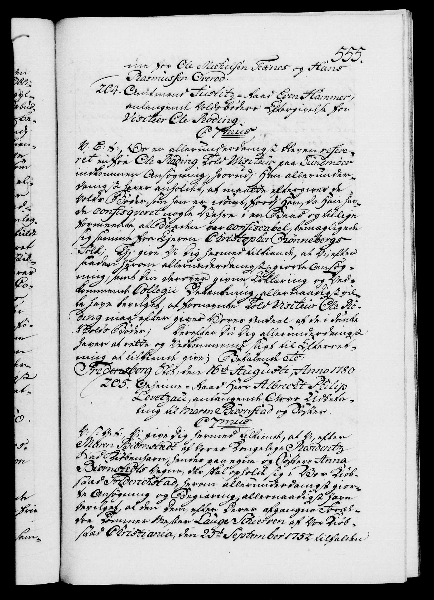 Danske Kanselli 1572-1799, AV/RA-EA-3023/F/Fc/Fca/Fcab/L0042: Norske tegnelser, 1777-1781, p. 555a