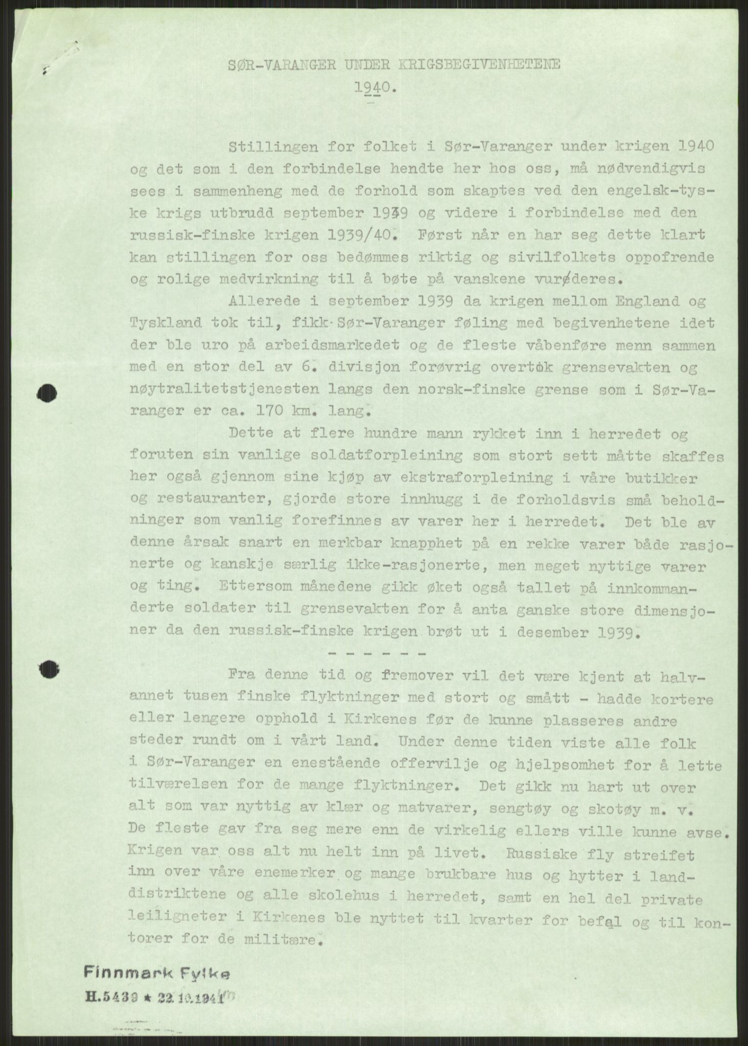 Forsvaret, Forsvarets krigshistoriske avdeling, AV/RA-RAFA-2017/Y/Ya/L0017: II-C-11-31 - Fylkesmenn.  Rapporter om krigsbegivenhetene 1940., 1940, p. 732