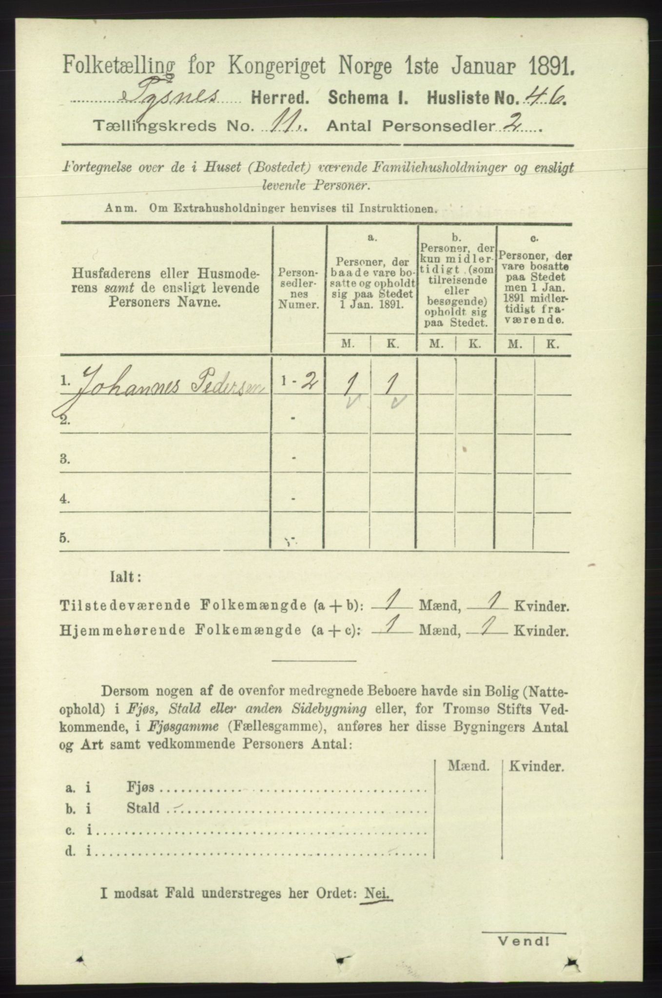 RA, 1891 census for 1223 Tysnes, 1891, p. 5350