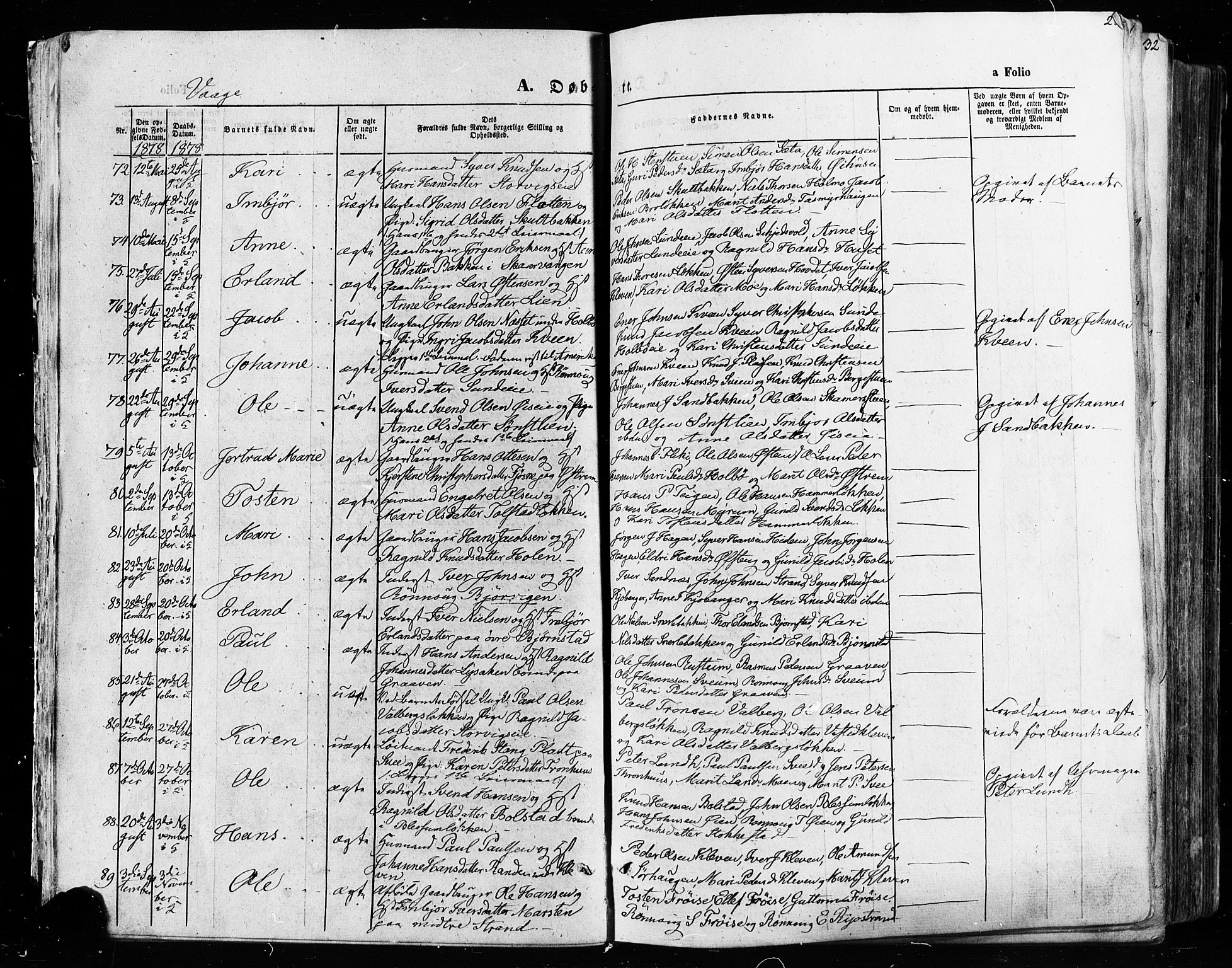 Vågå prestekontor, SAH/PREST-076/H/Ha/Haa/L0007: Parish register (official) no. 7 /1, 1872-1886, p. 28