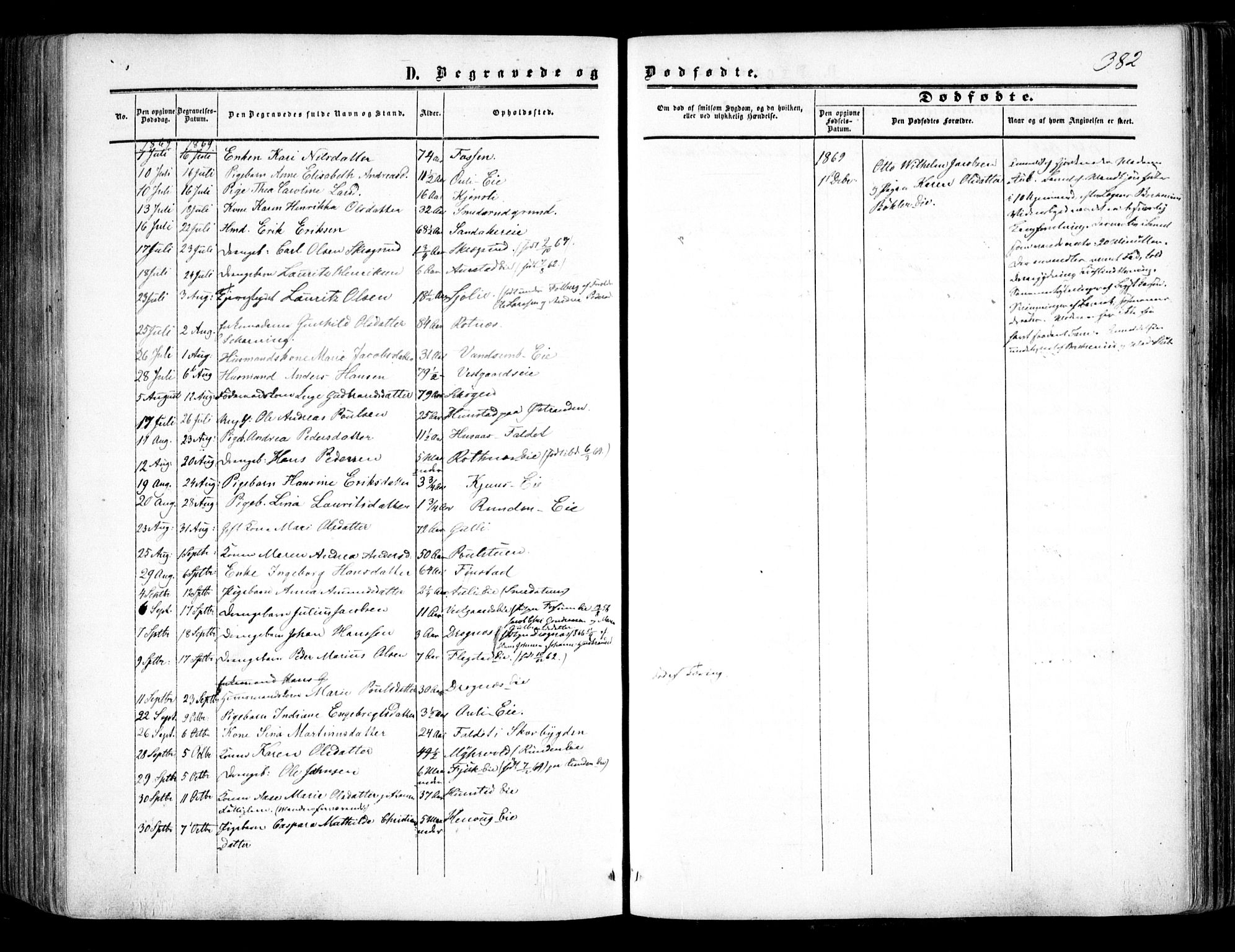 Nes prestekontor Kirkebøker, AV/SAO-A-10410/F/Fa/L0008: Parish register (official) no. I 8, 1859-1874, p. 382