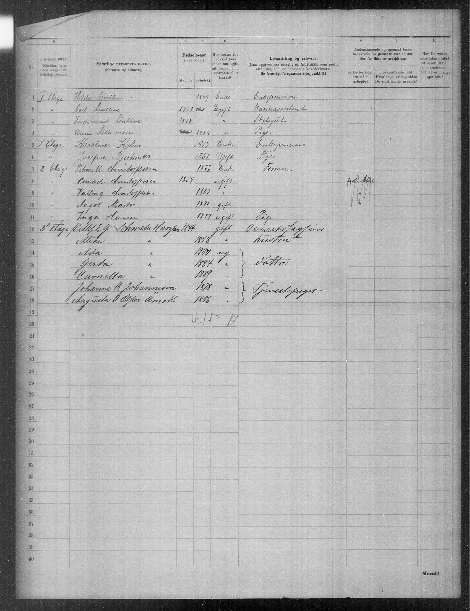 OBA, Municipal Census 1903 for Kristiania, 1903, p. 16013