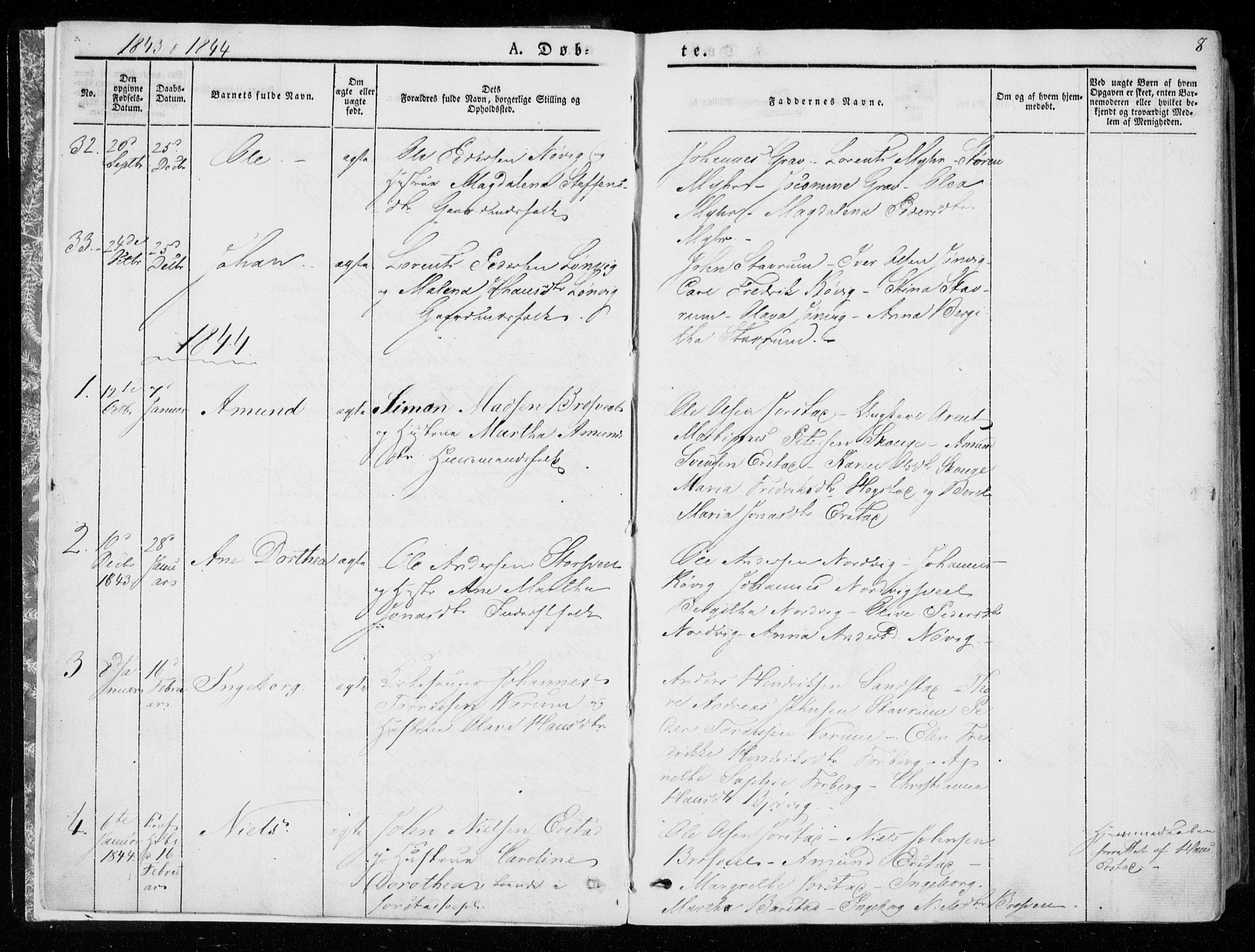 Ministerialprotokoller, klokkerbøker og fødselsregistre - Nord-Trøndelag, AV/SAT-A-1458/722/L0218: Parish register (official) no. 722A05, 1843-1868, p. 8