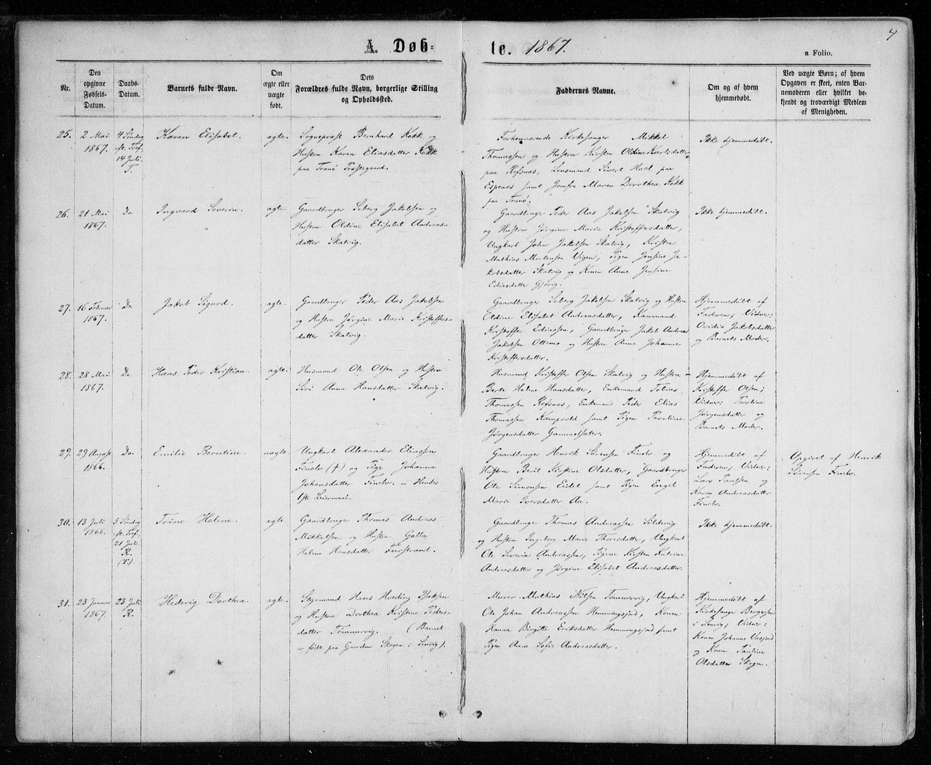 Tranøy sokneprestkontor, SATØ/S-1313/I/Ia/Iaa/L0008kirke: Parish register (official) no. 8, 1867-1877, p. 4