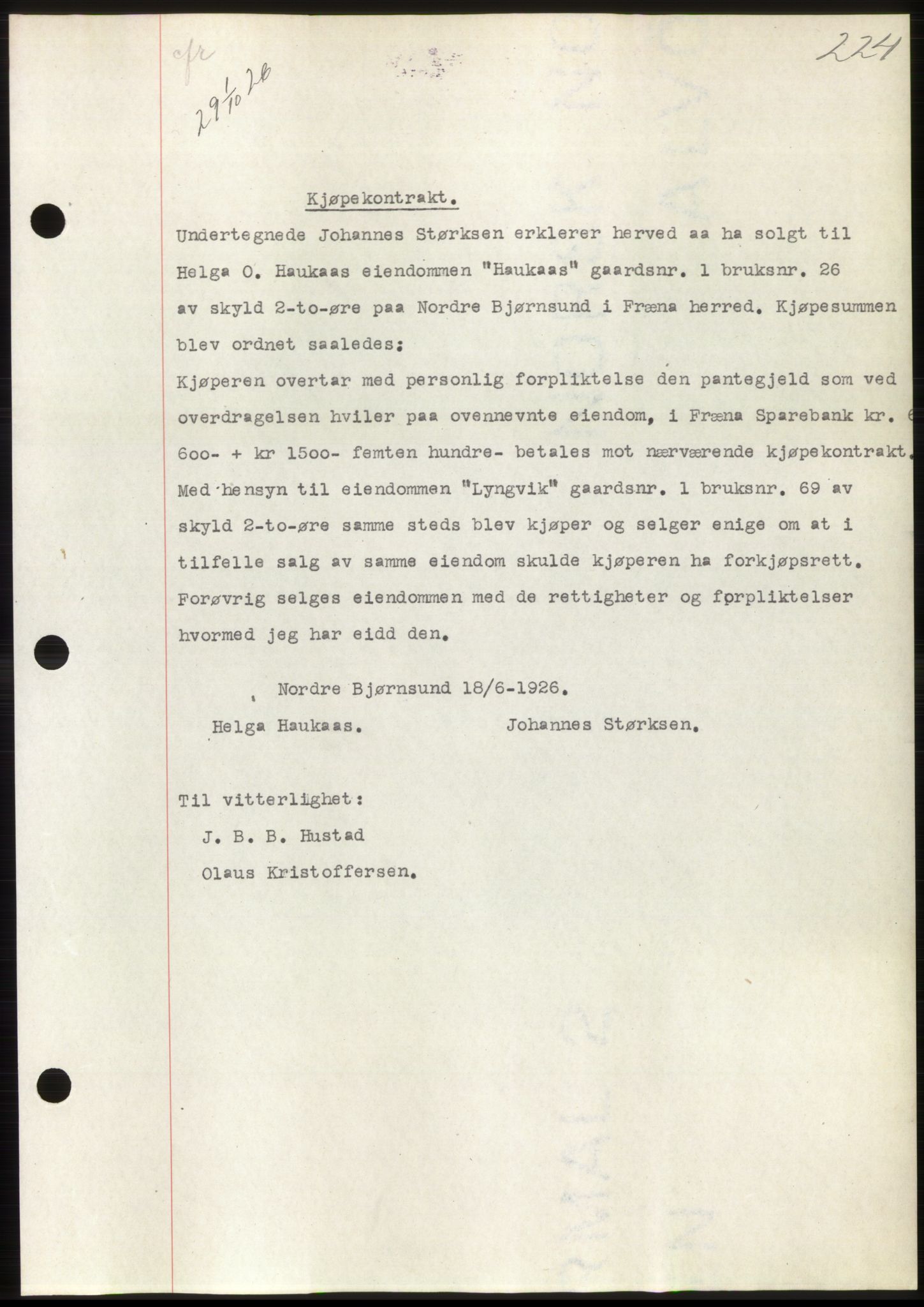 Romsdal sorenskriveri, AV/SAT-A-4149/1/2/2C/L0051: Mortgage book no. 45, 1926-1927, Deed date: 01.10.1926