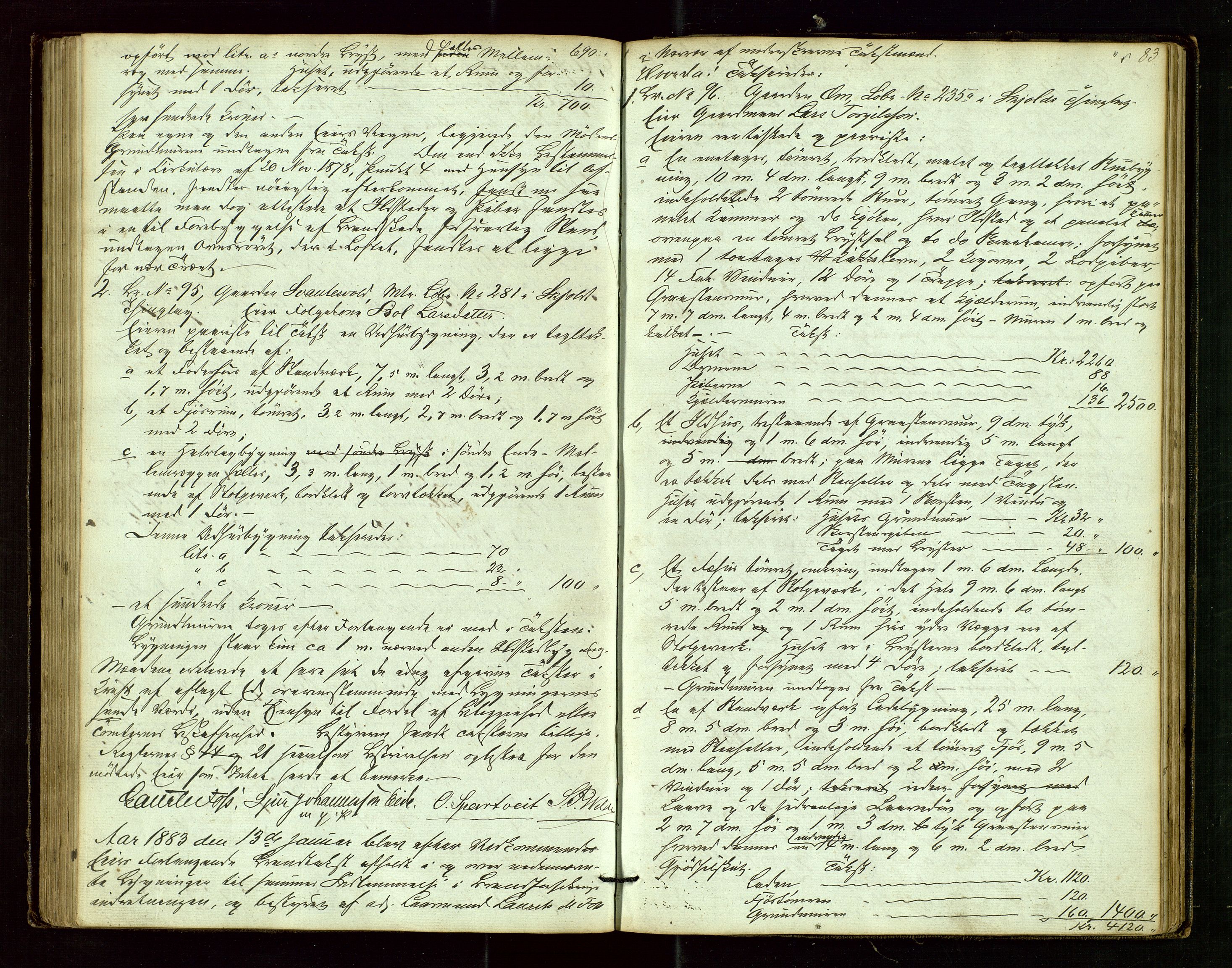 Skjold lensmannskontor, SAST/A-100182/Goa/L0001: "Brandtaxations-Protocol for Skjold Thinglaug i Ryfylke", 1853-1890, p. 82b-83a