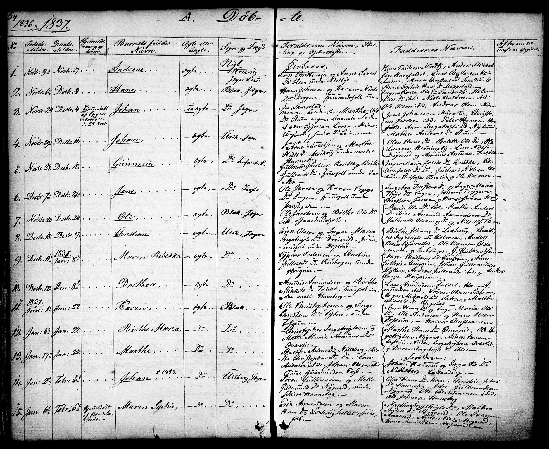 Aurskog prestekontor Kirkebøker, SAO/A-10304a/F/Fa/L0006: Parish register (official) no. I 6, 1829-1853, p. 54