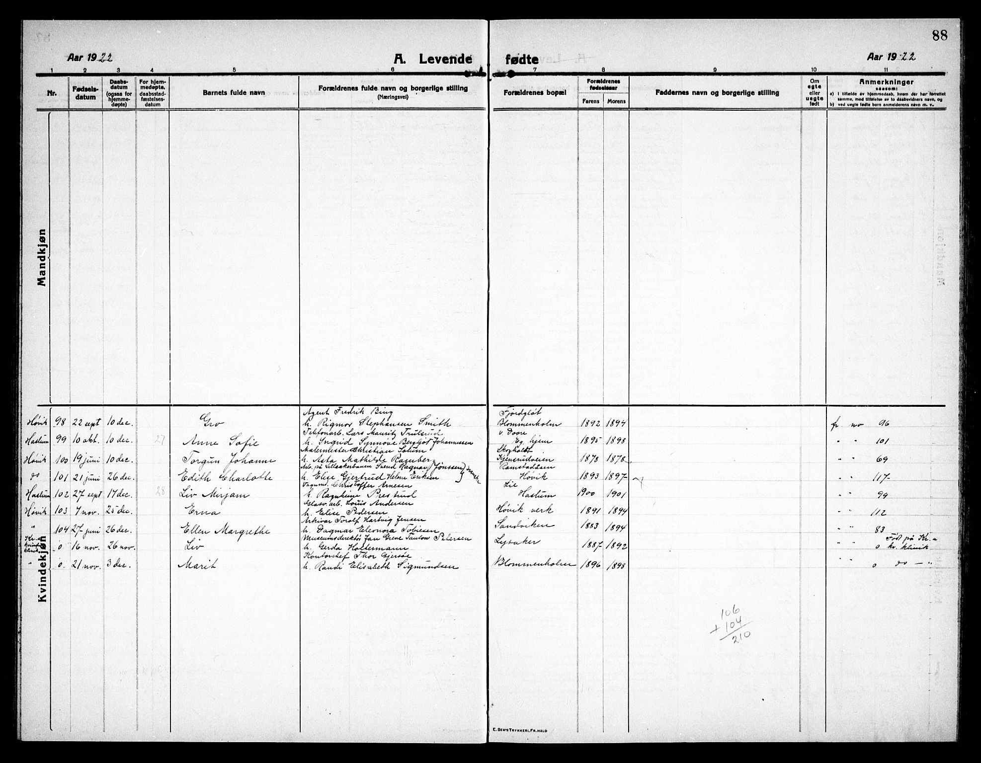 Østre Bærum prestekontor Kirkebøker, SAO/A-10887/G/Ga/L0002: Parish register (copy) no. 2, 1912-1929, p. 88