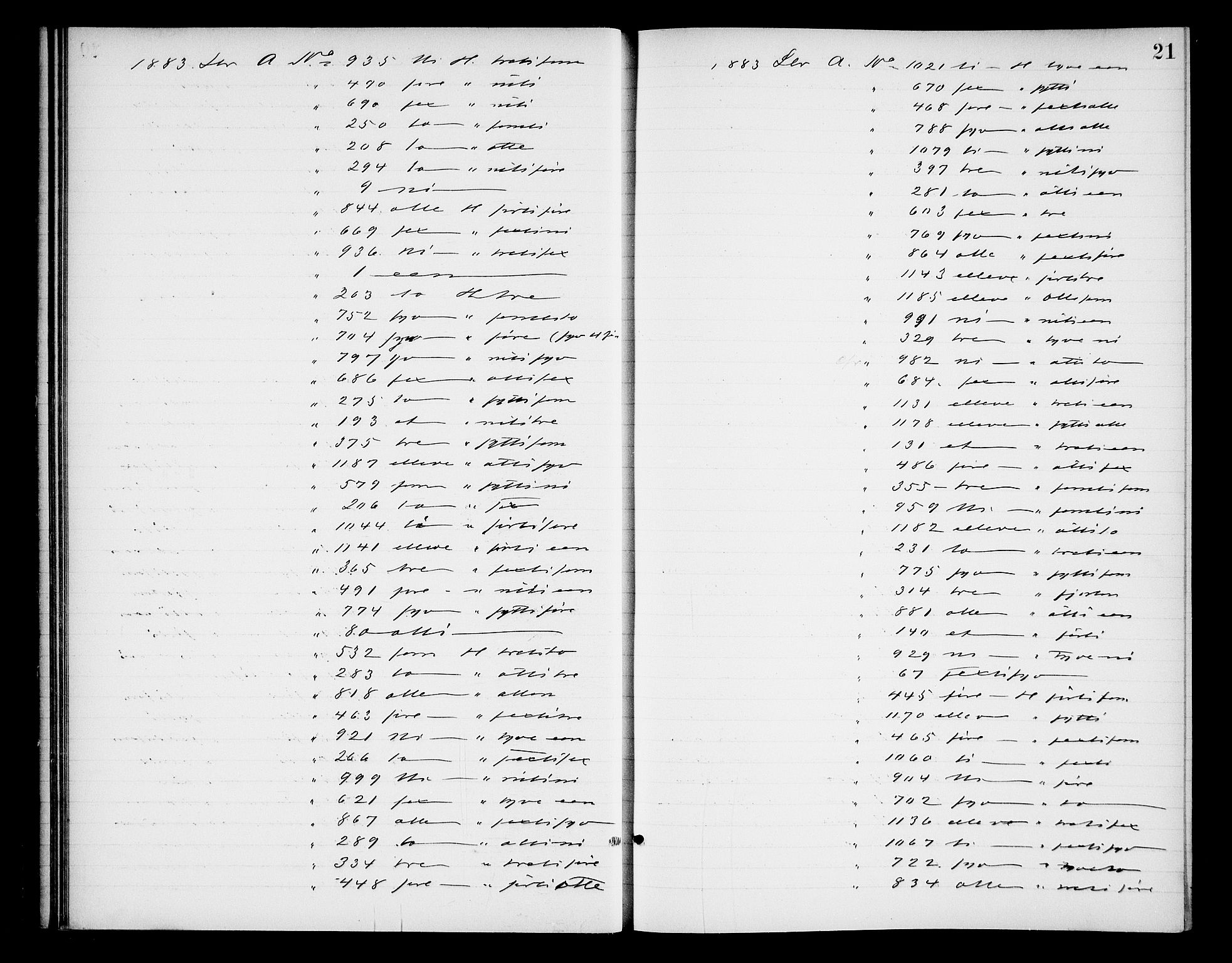 Oslo byfogd avd. I, AV/SAO-A-10220/L/Lb/Lba/L0005: Notarialprotokoll, rekke I, 1885-1888, p. 20b-21a