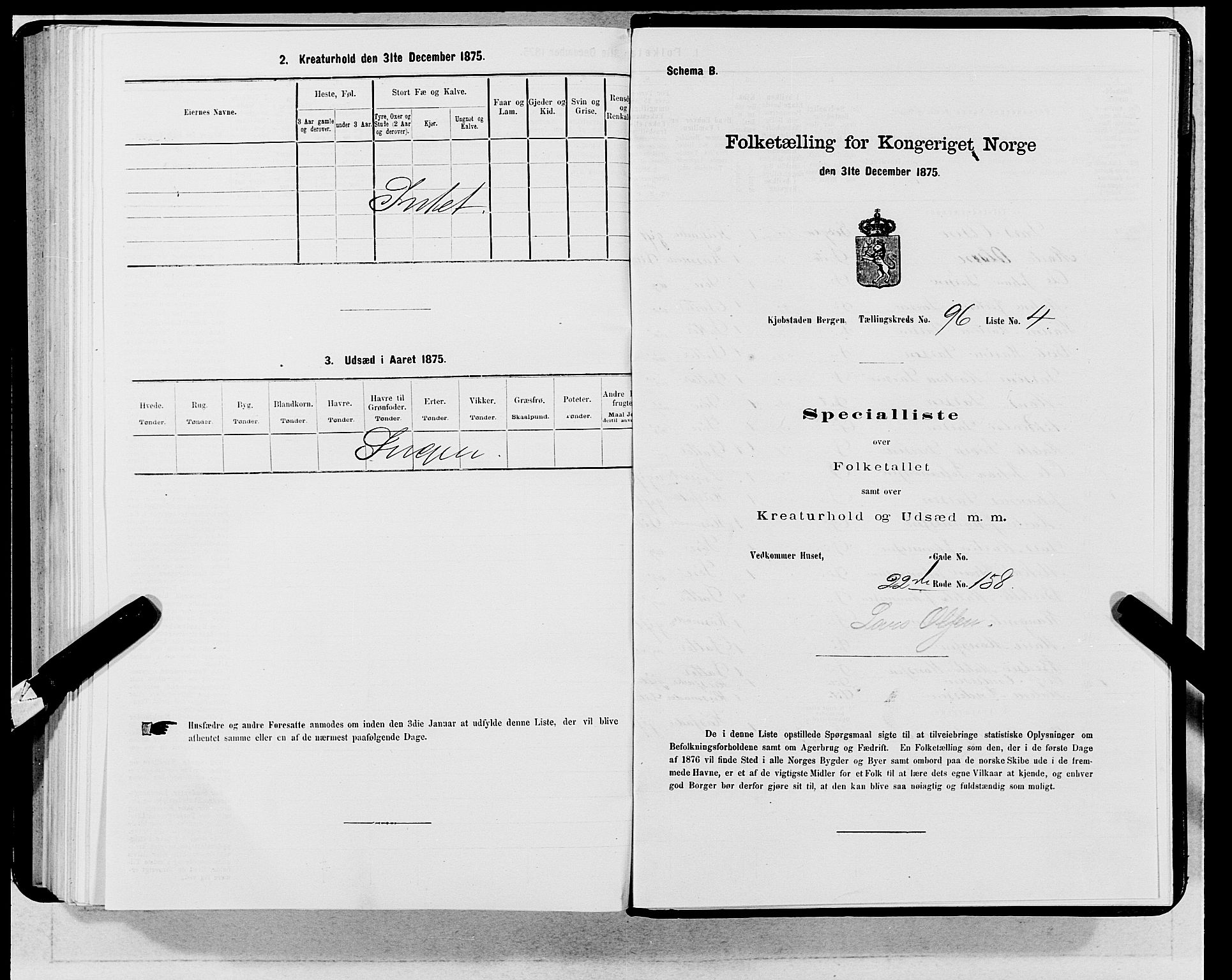 SAB, 1875 census for 1301 Bergen, 1875, p. 5167