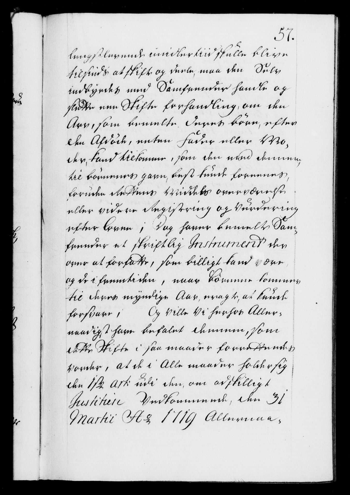 Danske Kanselli 1572-1799, AV/RA-EA-3023/F/Fc/Fca/Fcaa/L0031: Norske registre, 1739-1740, p. 57a