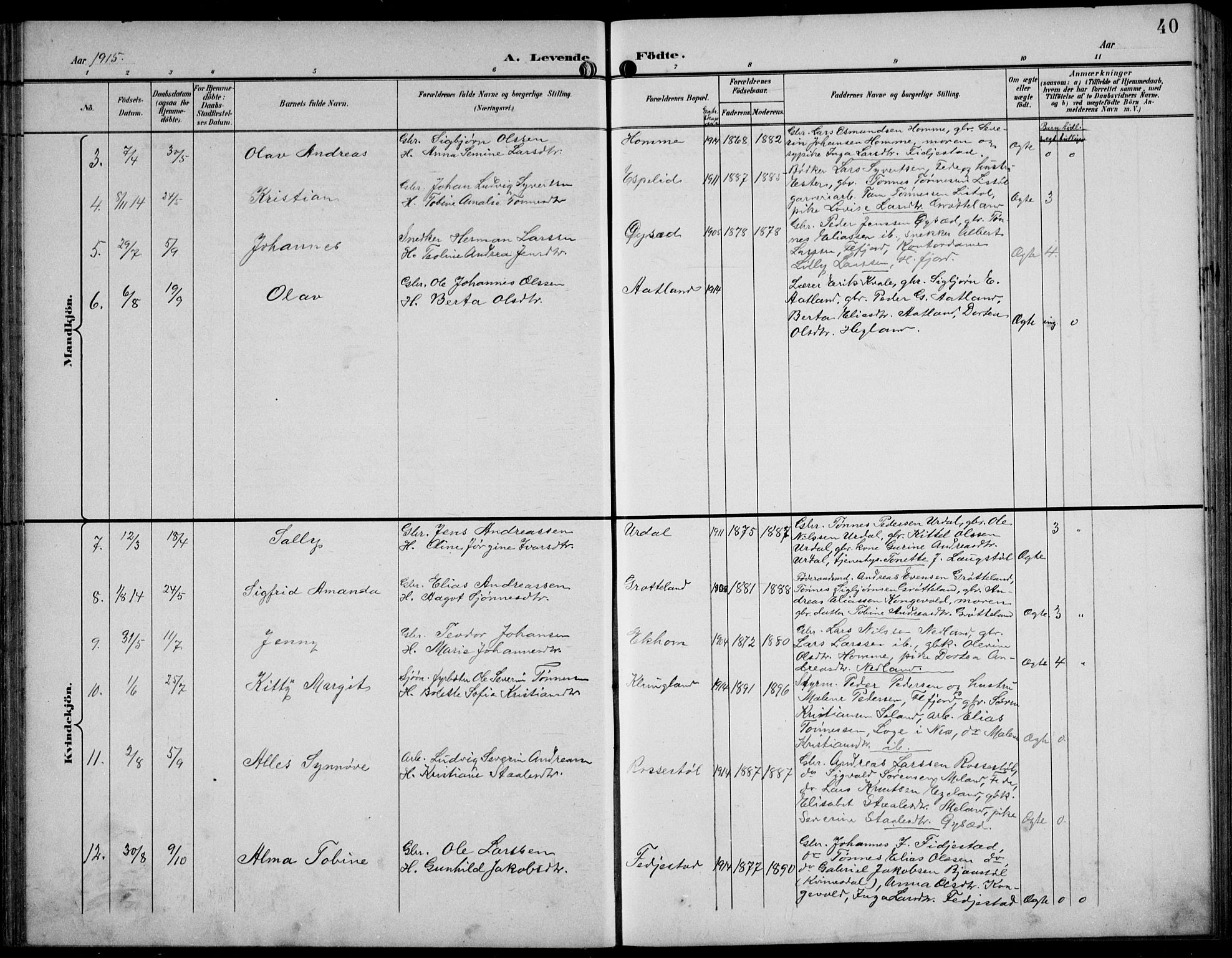 Bakke sokneprestkontor, AV/SAK-1111-0002/F/Fb/Fbb/L0004: Parish register (copy) no. B 4, 1896-1927, p. 40