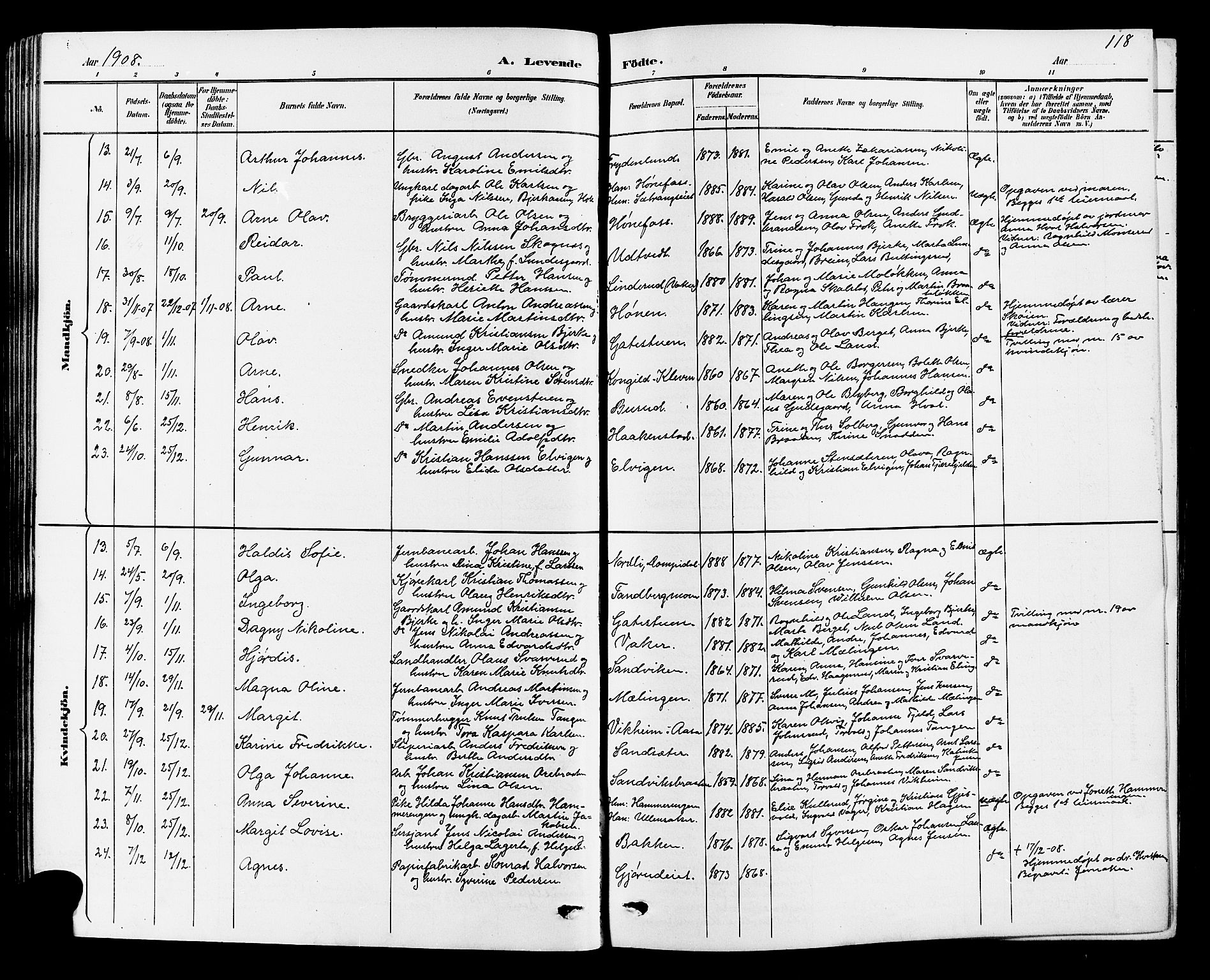 Norderhov kirkebøker, SAKO/A-237/G/Ga/L0008: Parish register (copy) no. I 8, 1887-1912, p. 118
