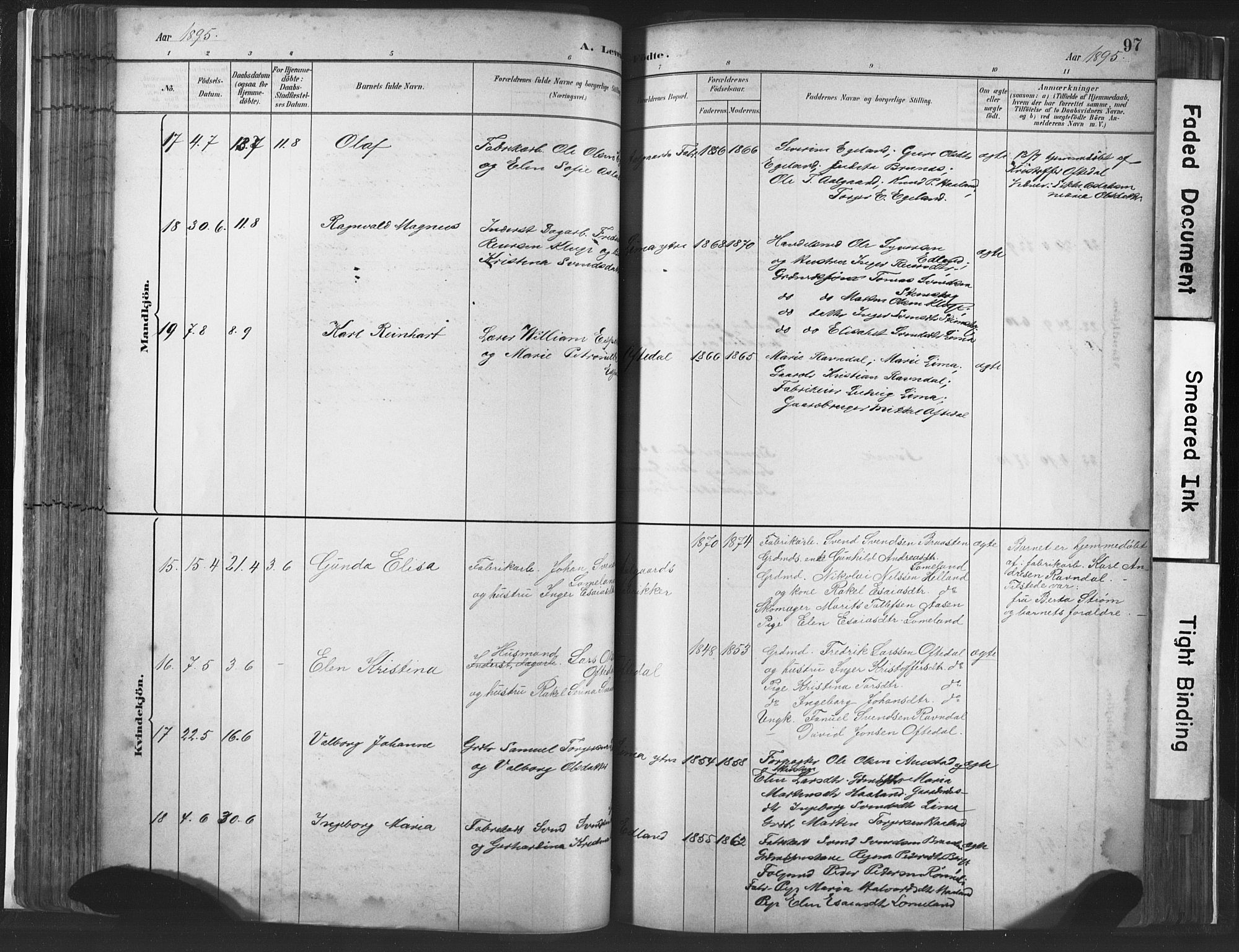 Lye sokneprestkontor, AV/SAST-A-101794/001/30BA/L0010: Parish register (official) no. A 10, 1881-1896, p. 97