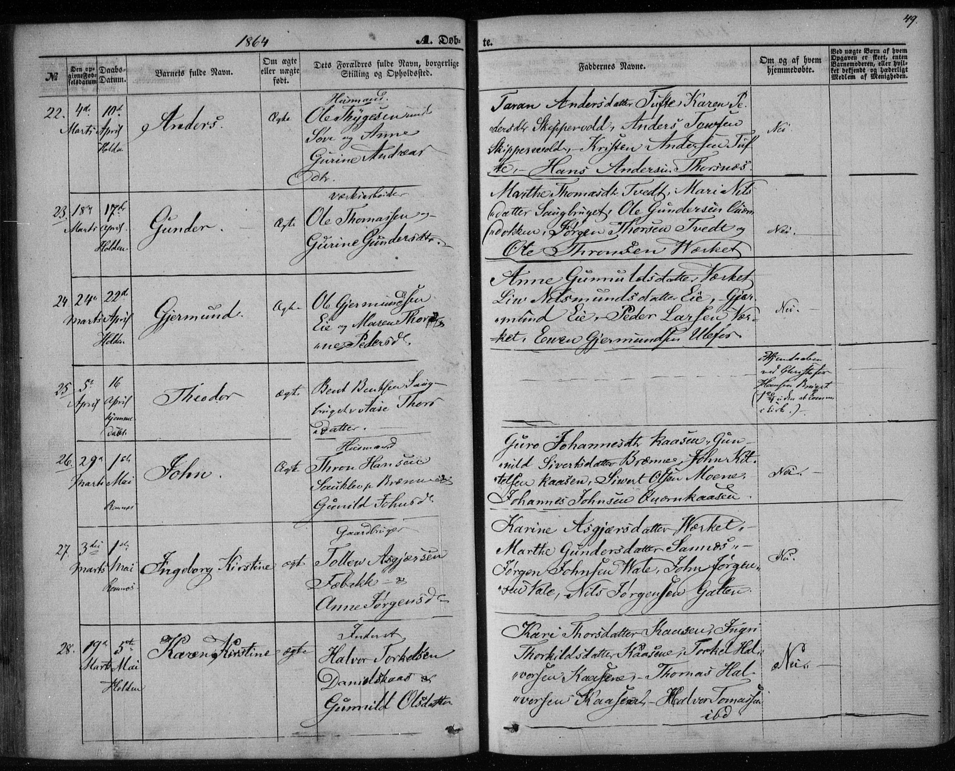 Holla kirkebøker, AV/SAKO-A-272/F/Fa/L0006: Parish register (official) no. 6, 1861-1869, p. 49
