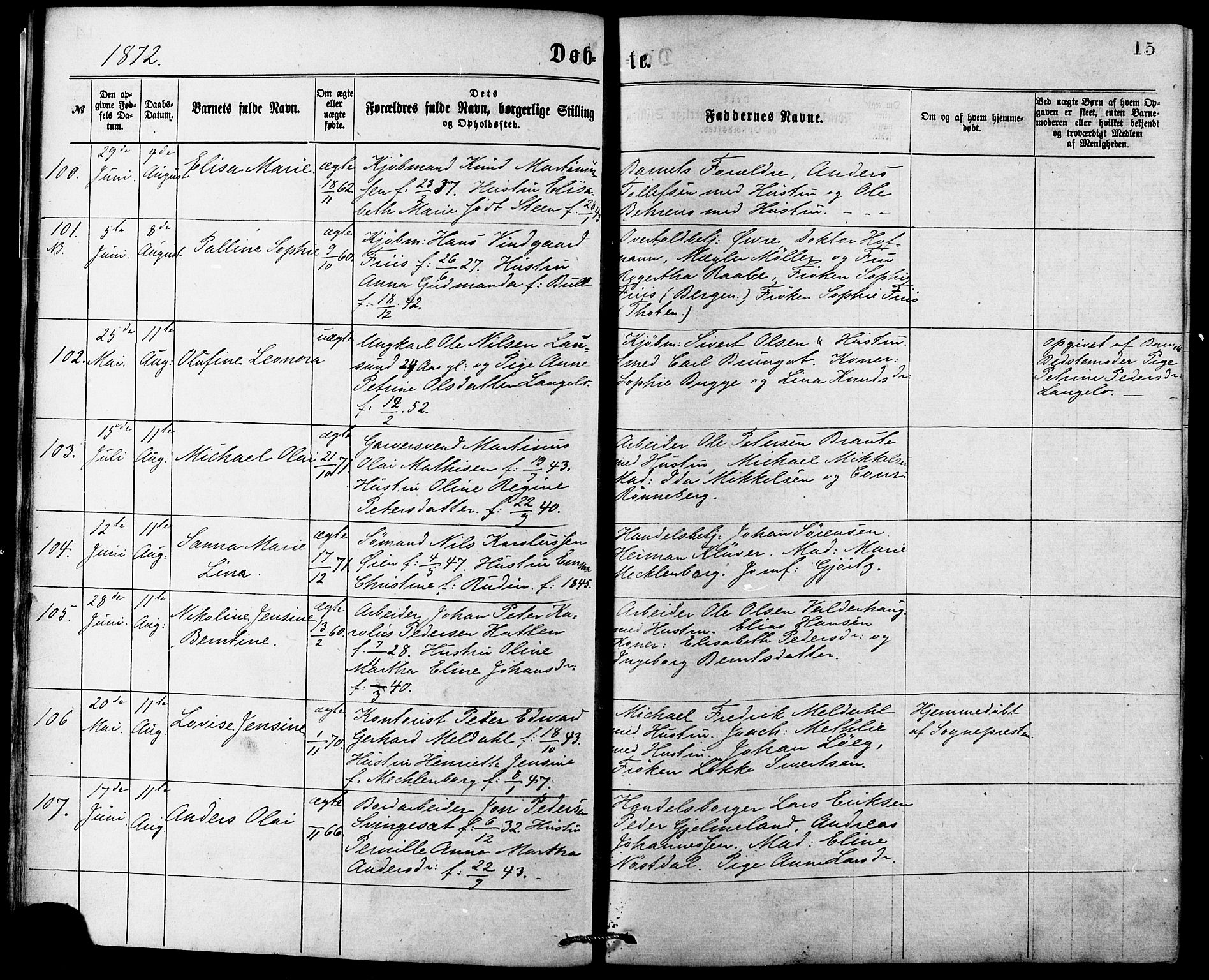 Ministerialprotokoller, klokkerbøker og fødselsregistre - Møre og Romsdal, AV/SAT-A-1454/529/L0453: Parish register (official) no. 529A03, 1872-1877, p. 15