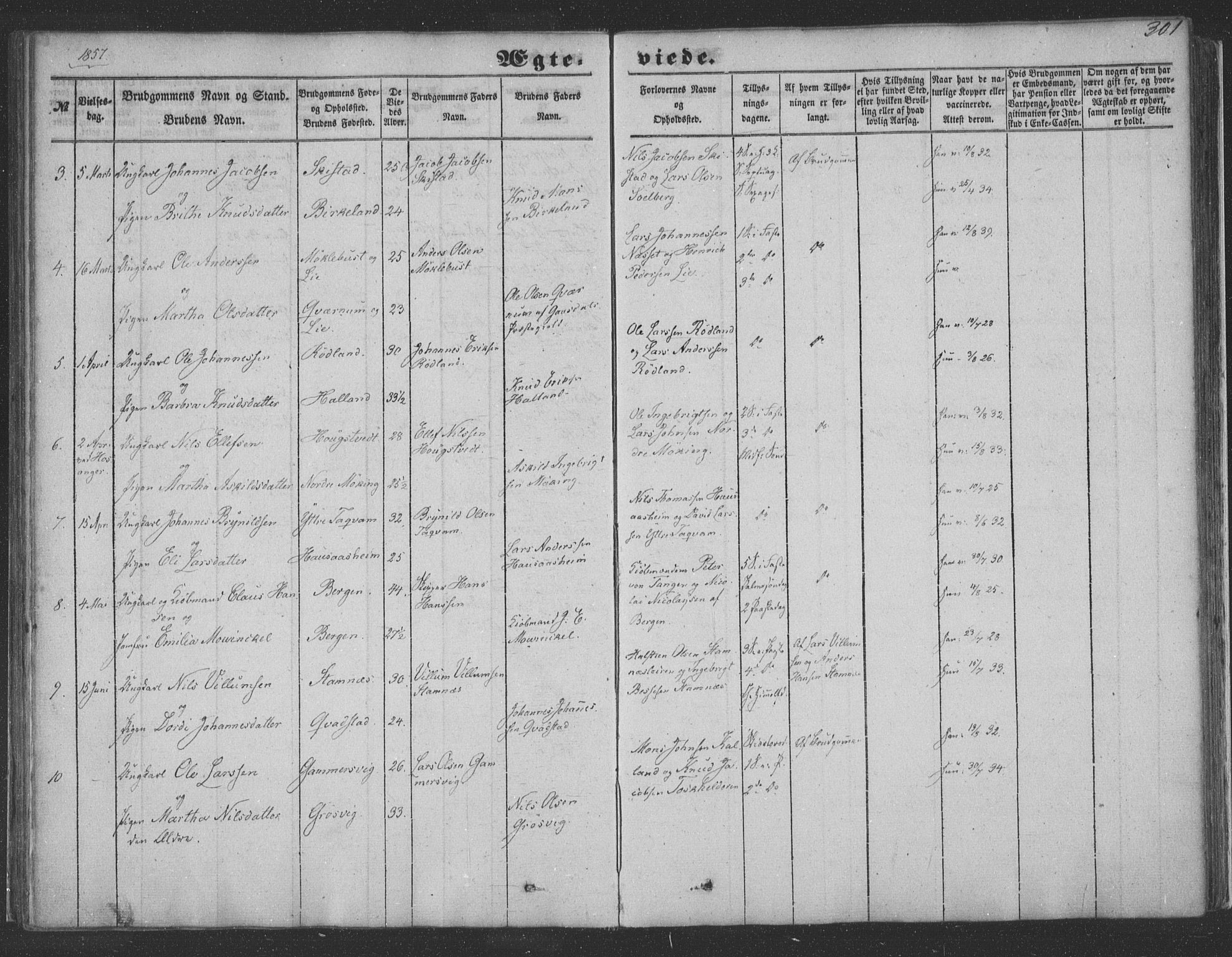 Haus sokneprestembete, SAB/A-75601/H/Haa: Parish register (official) no. A 16 II, 1848-1857, p. 301