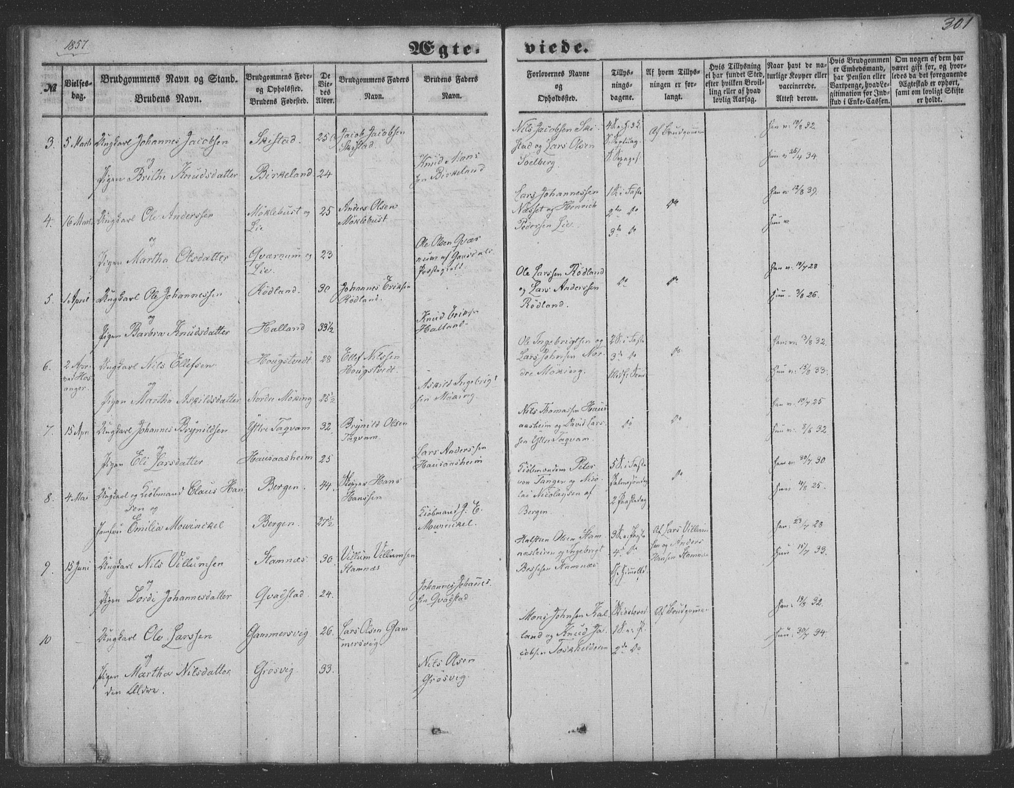 Haus sokneprestembete, AV/SAB-A-75601/H/Haa: Parish register (official) no. A 16 II, 1848-1857, p. 301