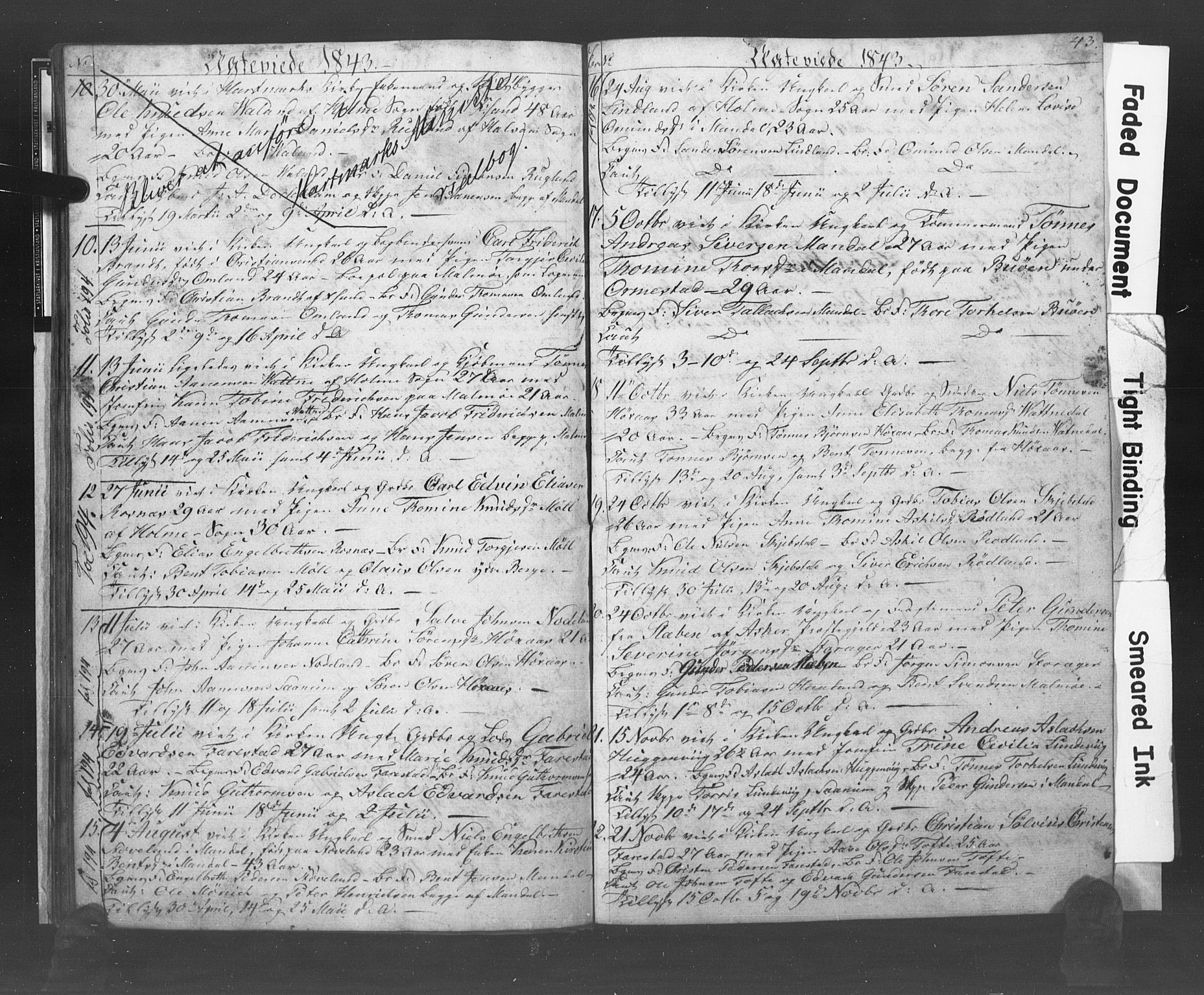 Mandal sokneprestkontor, AV/SAK-1111-0030/F/Fb/Fba/L0005: Parish register (copy) no. B 1E, 1842-1845, p. 43