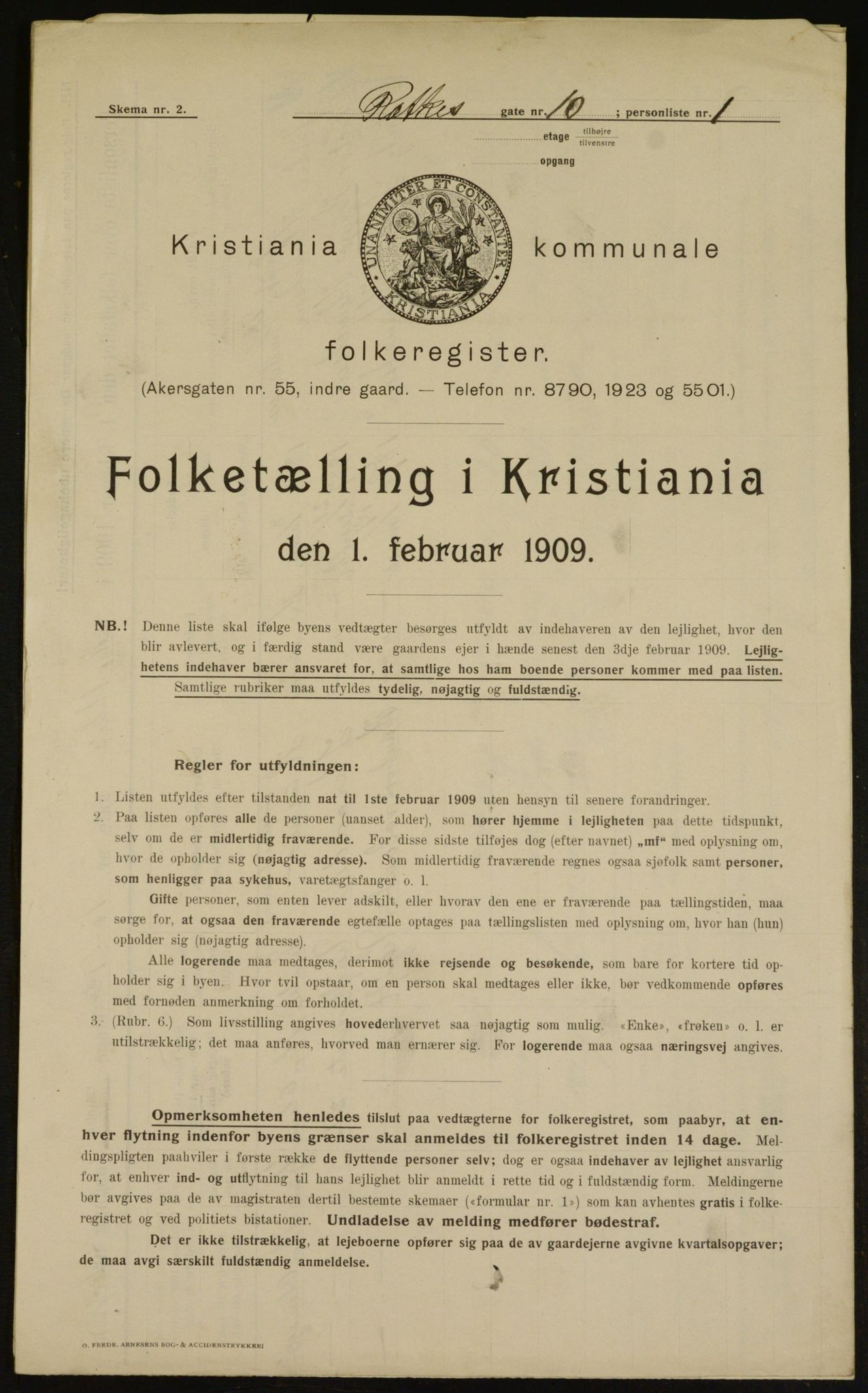 OBA, Municipal Census 1909 for Kristiania, 1909, p. 74663