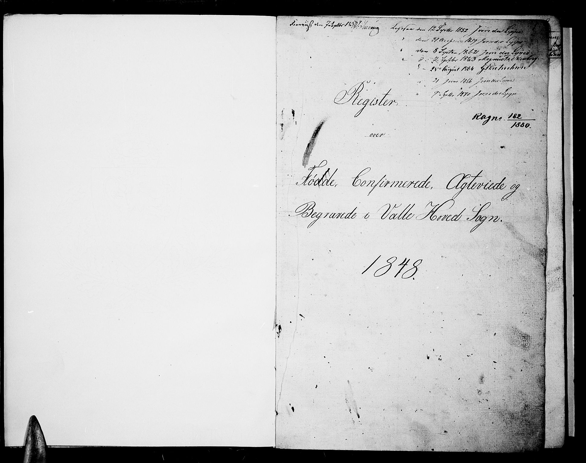 Valle sokneprestkontor, SAK/1111-0044/F/Fb/Fbc/L0002: Parish register (copy) no. B 2, 1848-1870